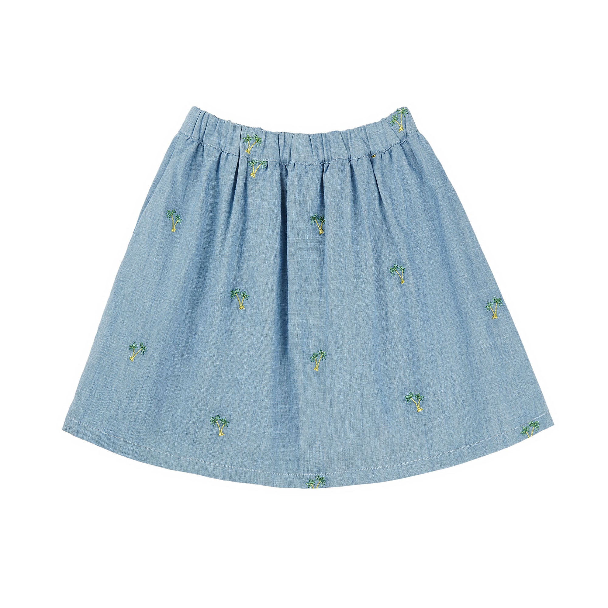 Girls Blue Embroidered Skirt