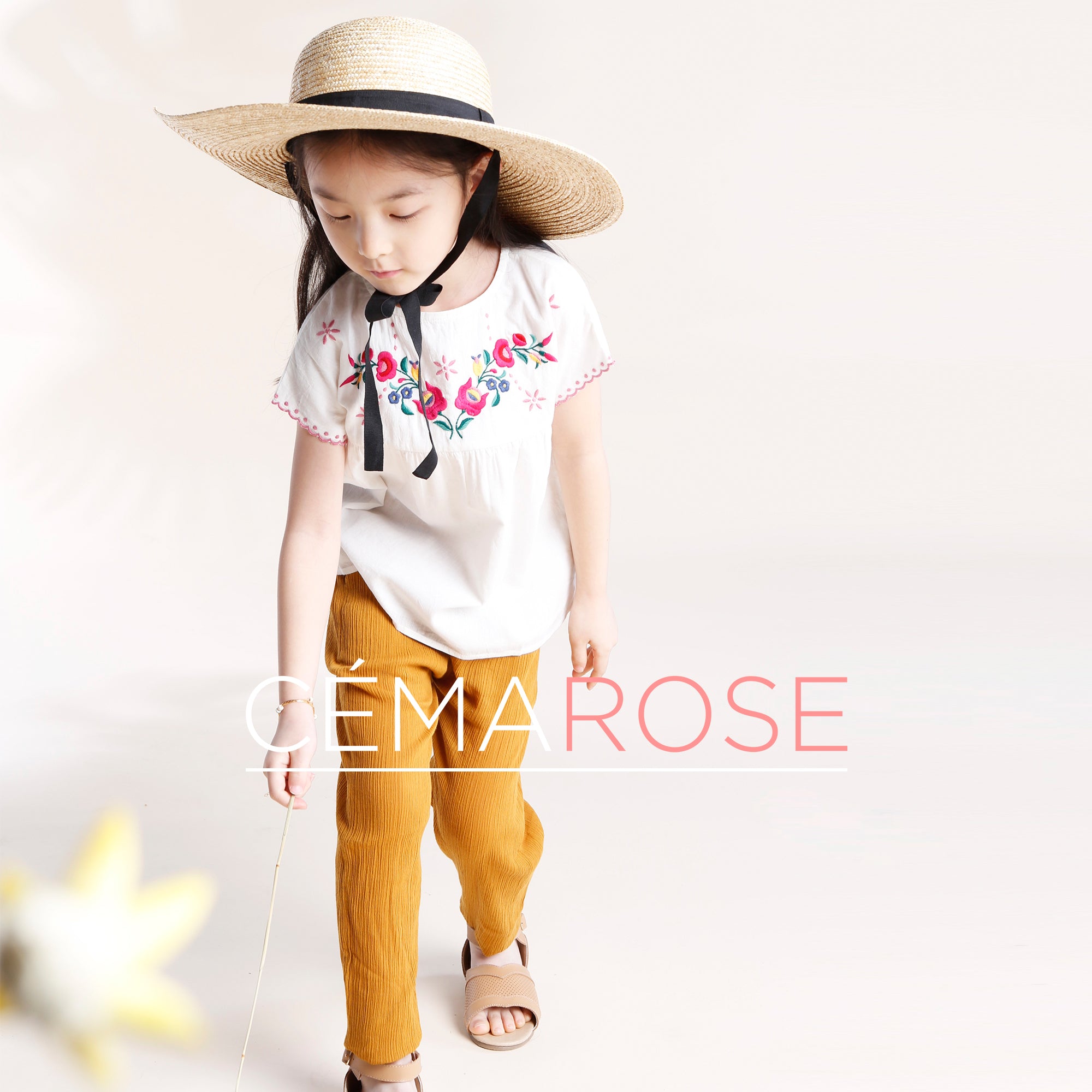 Girls Cognac "Cotton Crepe" Trousers