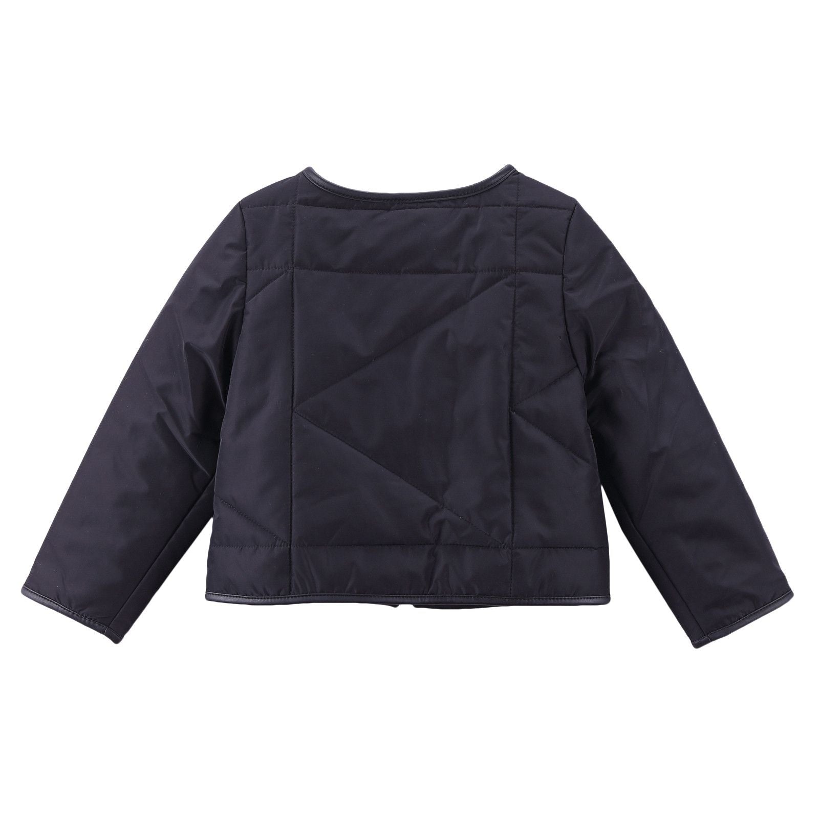 Girls Black Crew Neck Zip-up Top - CÉMAROSE | Children's Fashion Store - 2