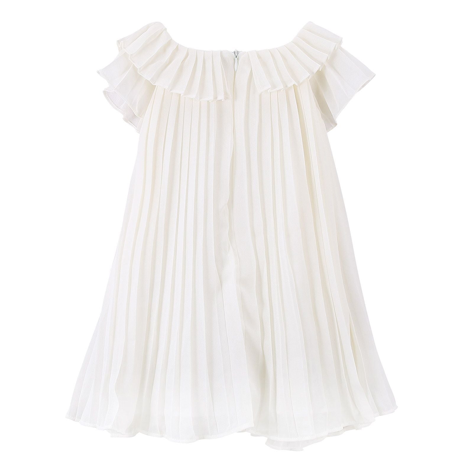 Girls White Sleeveles Pleated Dress - CÉMAROSE | Children's Fashion Store - 2