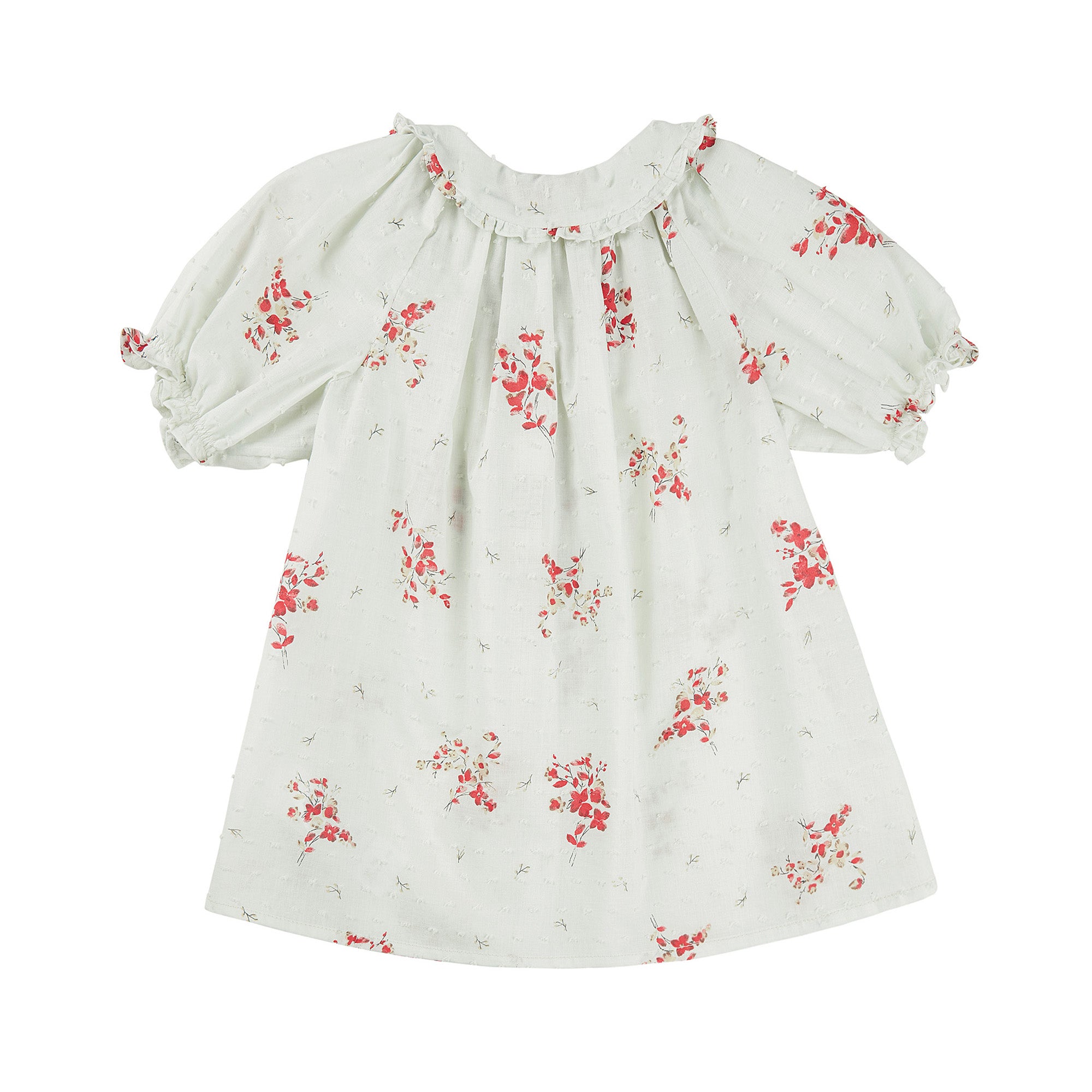 Girls White & Red Flowers Cotton Top