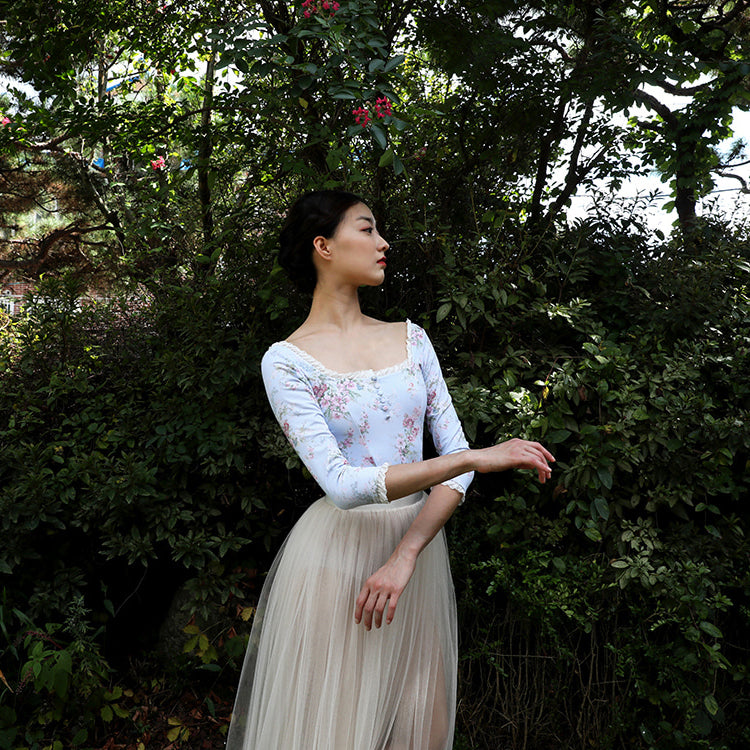 Girls Blue Floral Ballet Onesies