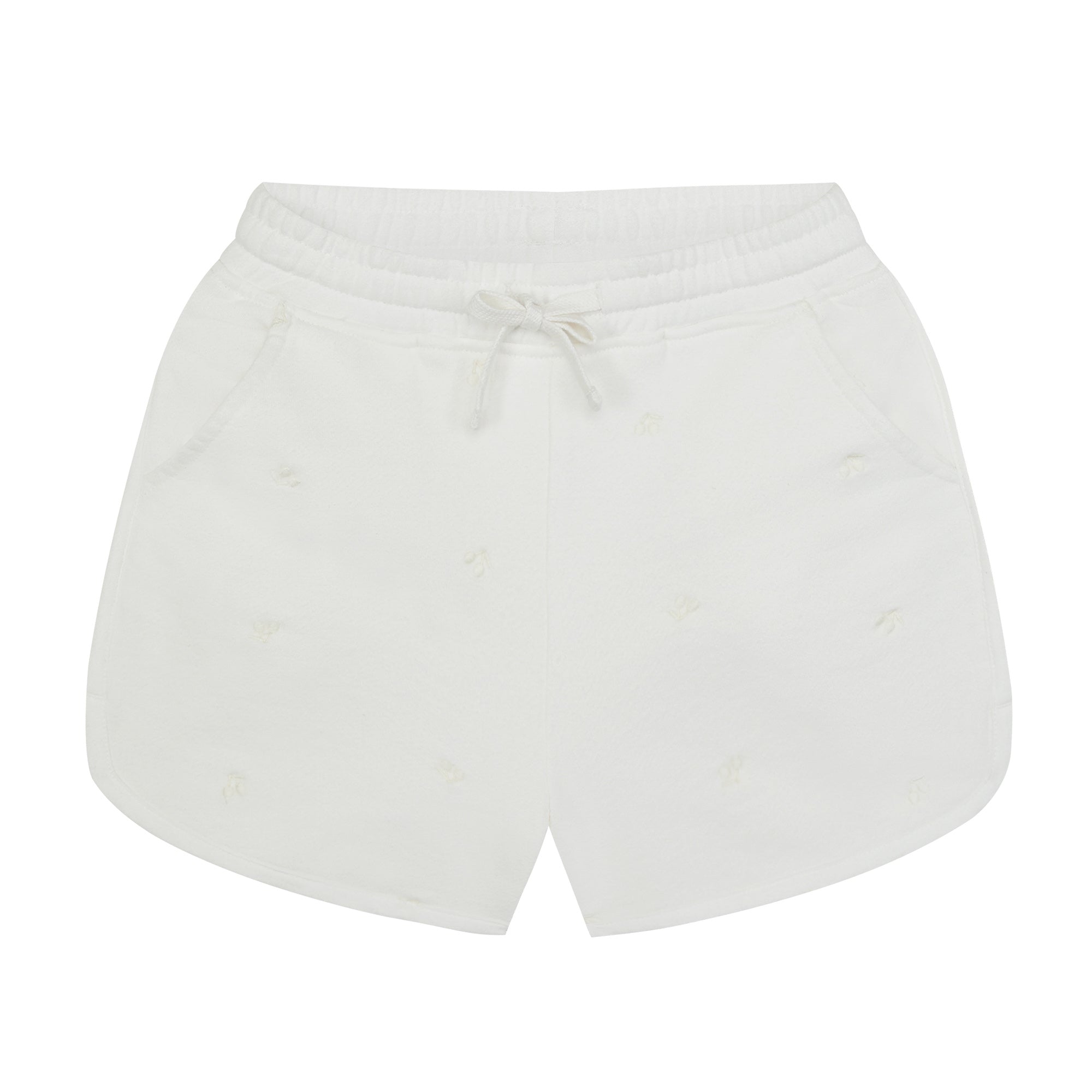 Girls White Cotton Shorts