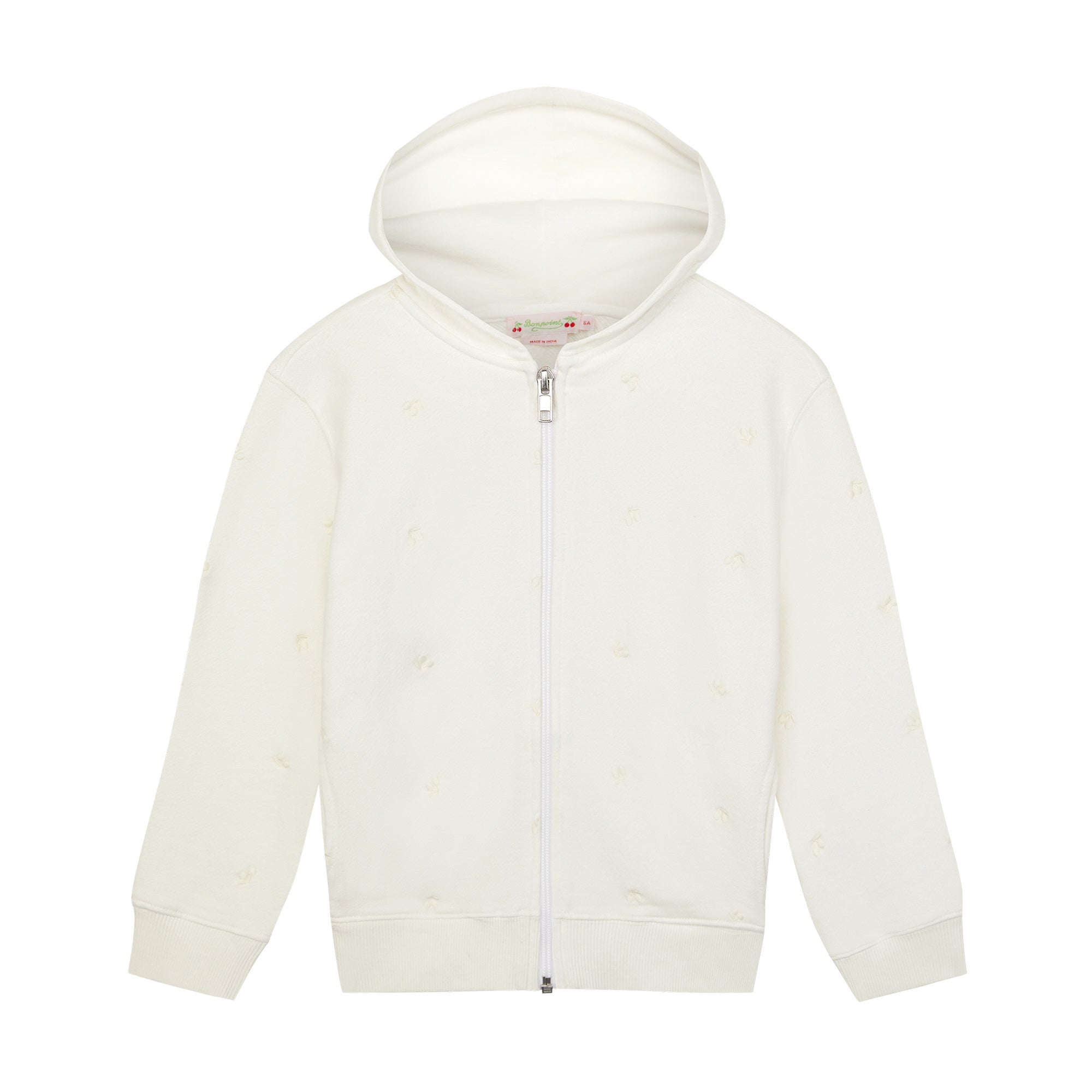 Girls White Zip-Up Top