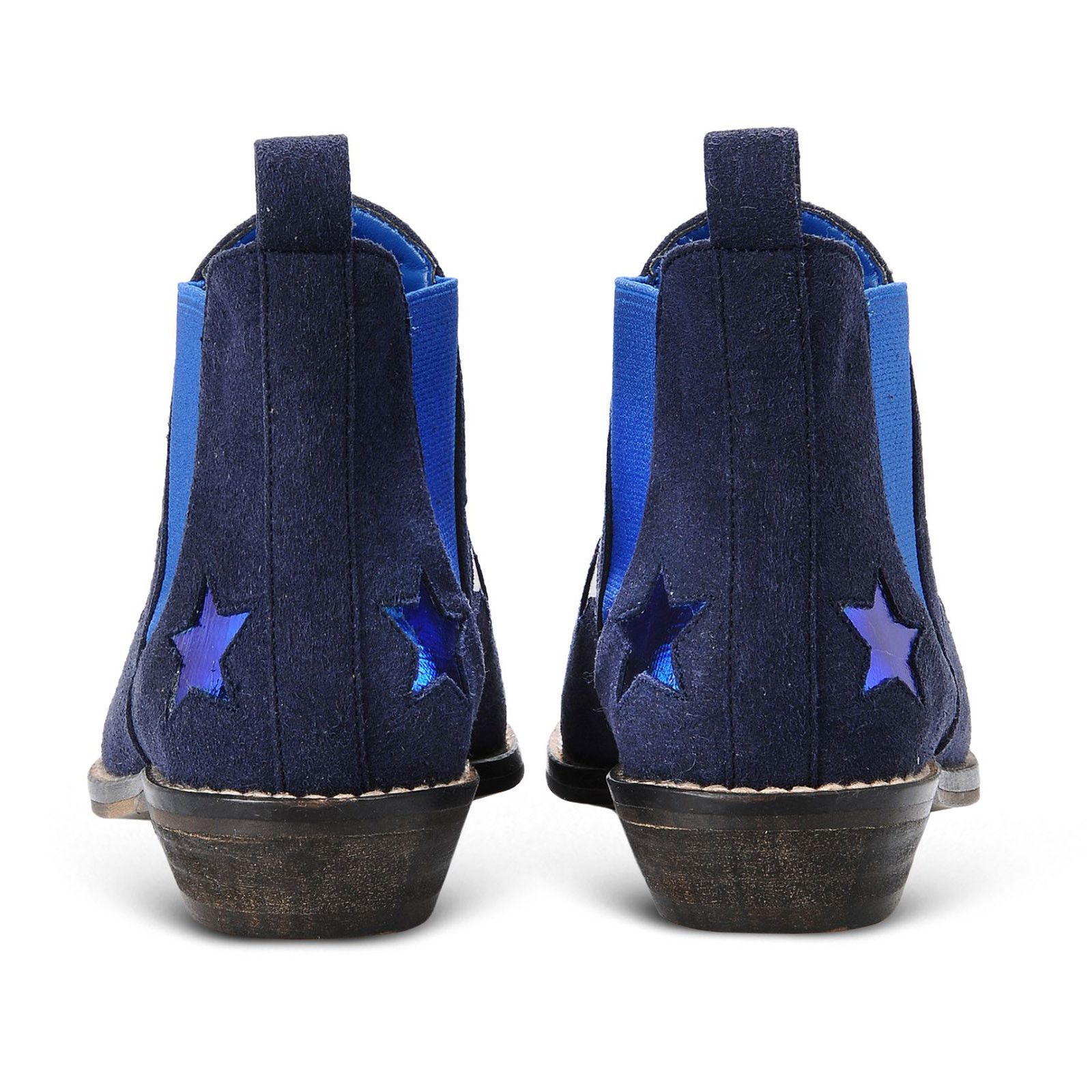 Lily Girls Navy Blue Boots With Green Shimmer Star - CÉMAROSE | Children's Fashion Store - 3