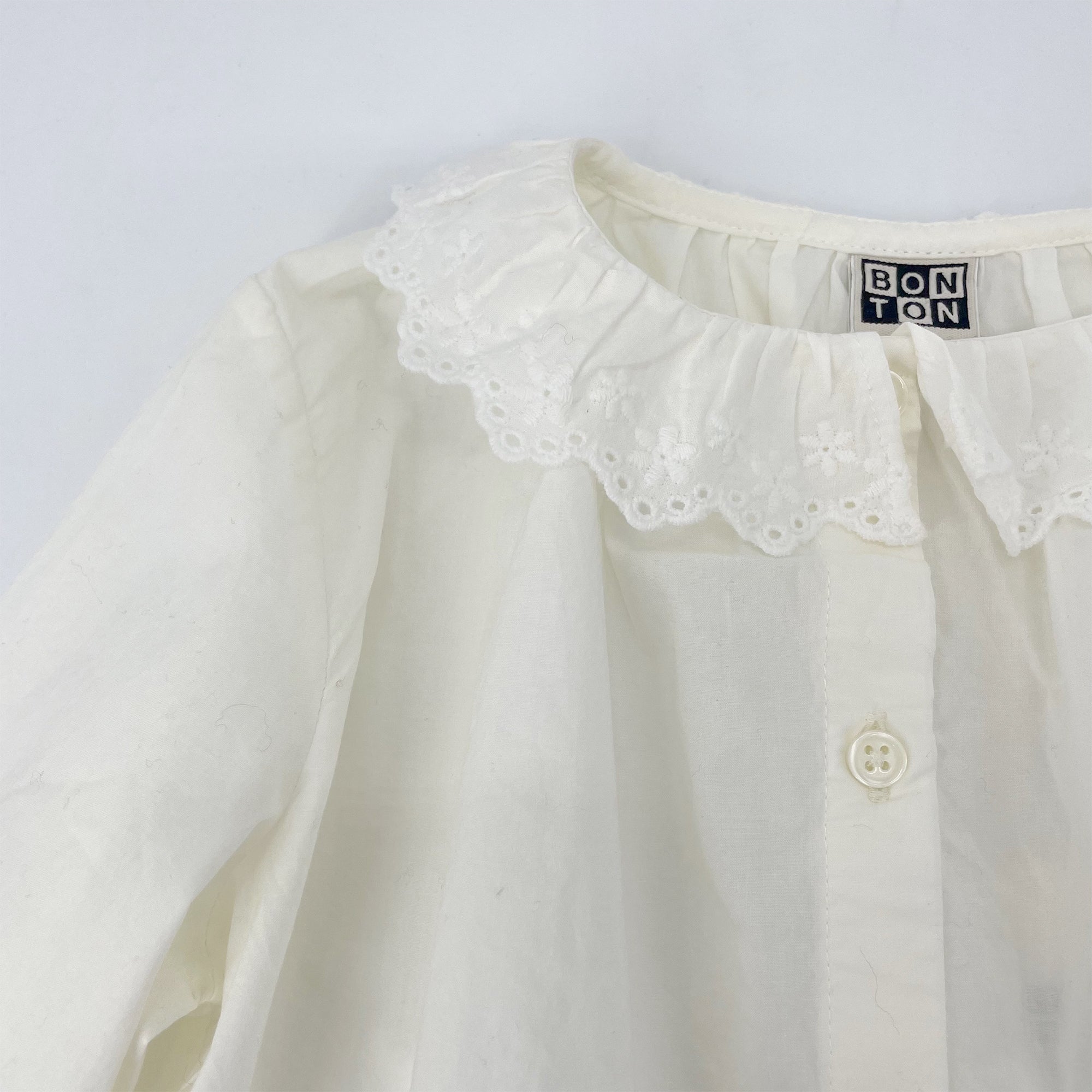 Girls White Ruffled Cotton Shirt