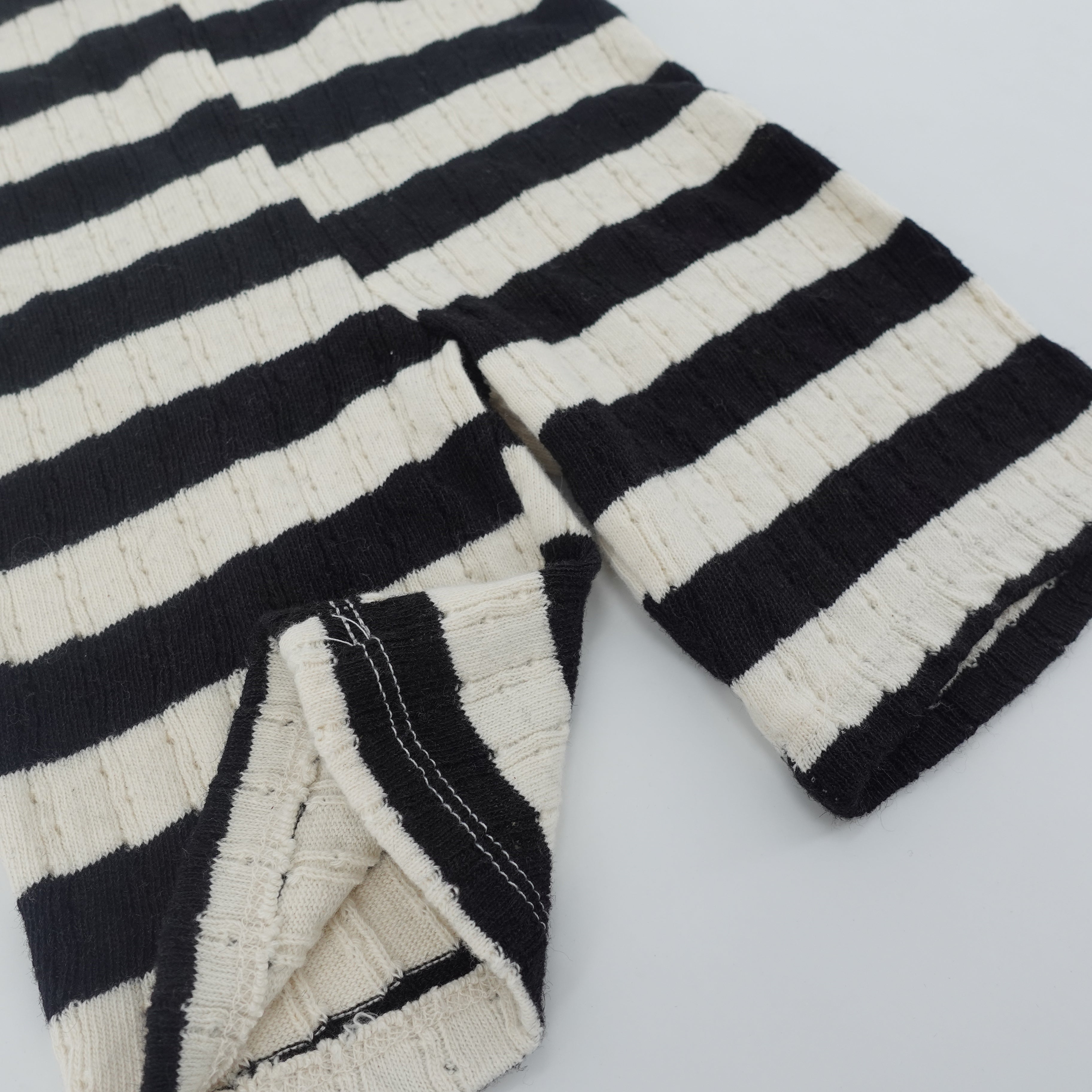 Girls Black Stripes Cotton Shorts