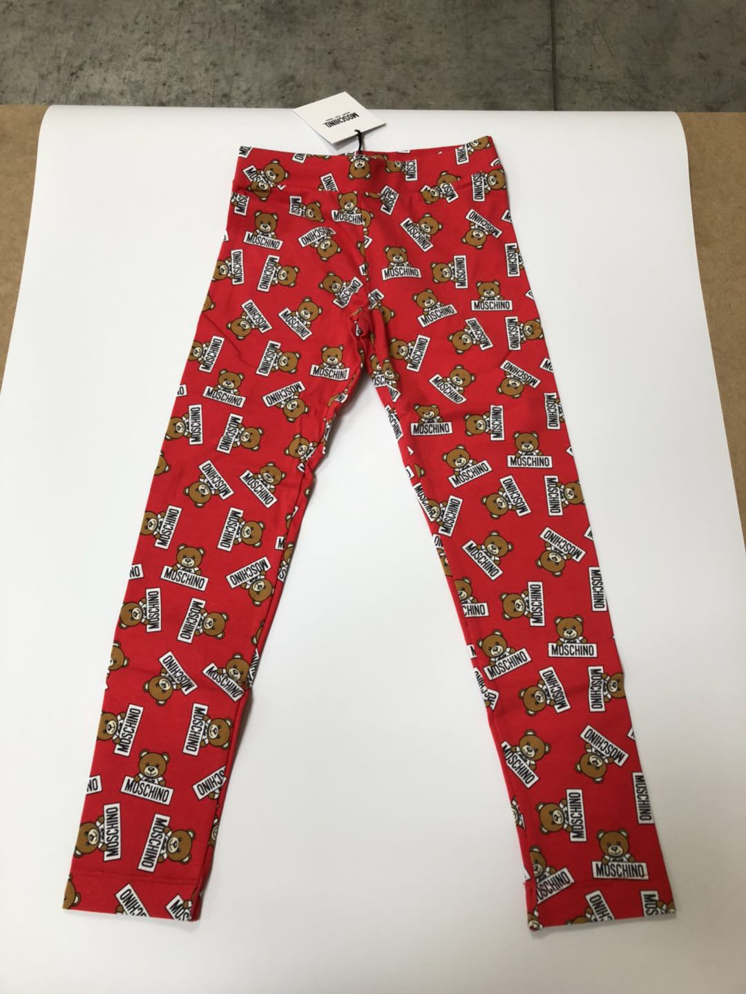 Girls Red Printed Cotton Leggings