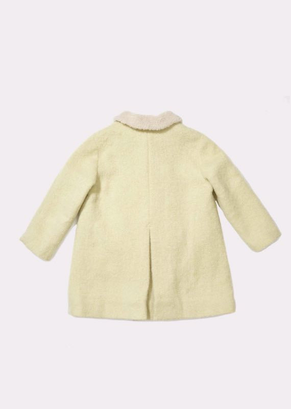 Girls Light Green Fur Collar Wool Coat With Patch Pocket - CÉMAROSE | Children's Fashion Store - 2