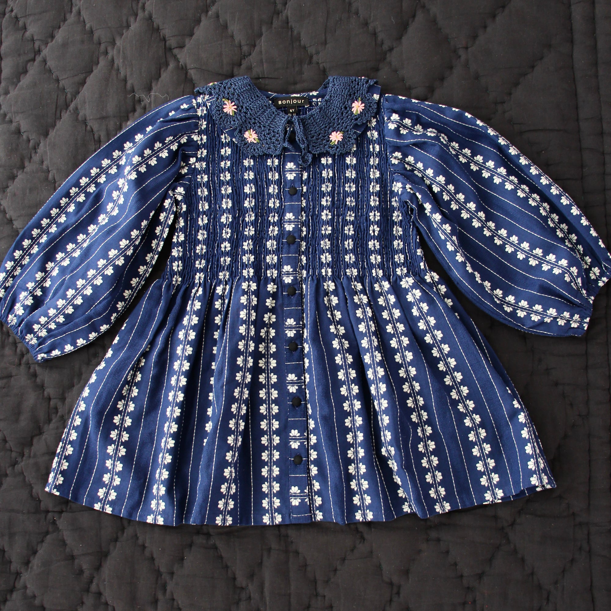 Girls Blue Flowers Cotton Top