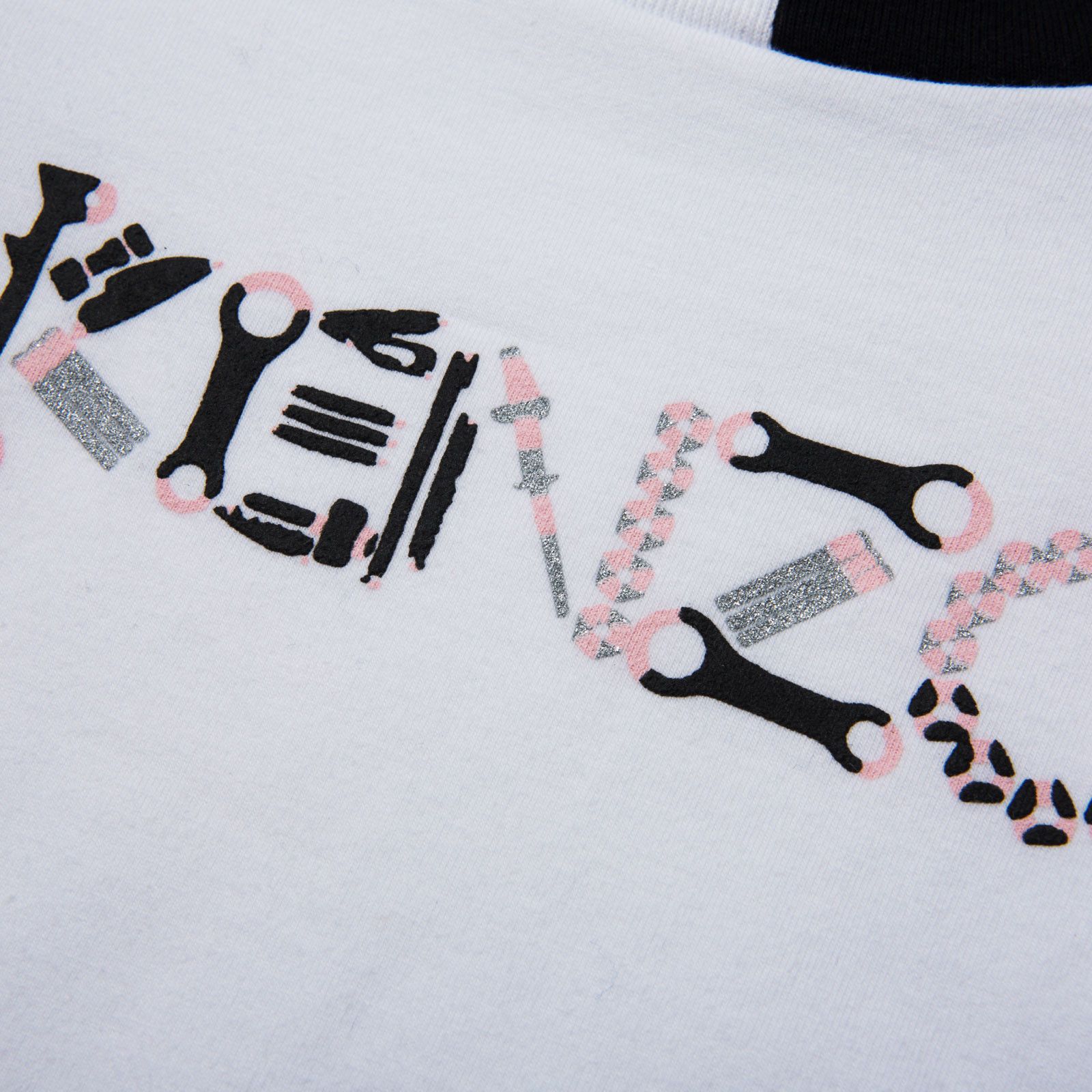 Girls White Cotton Jersey T-Shirt With Black&White Collar - CÉMAROSE | Children's Fashion Store - 3