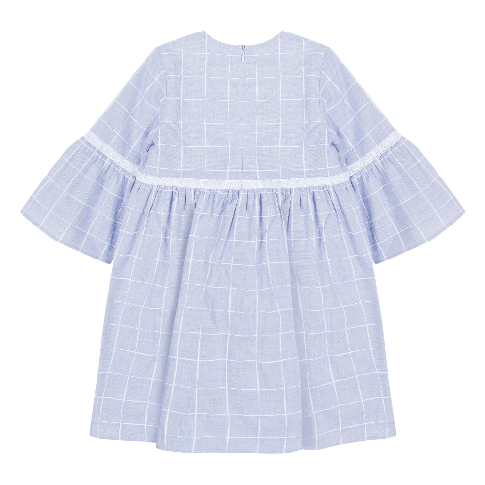 Girls Light Blue Check Dress