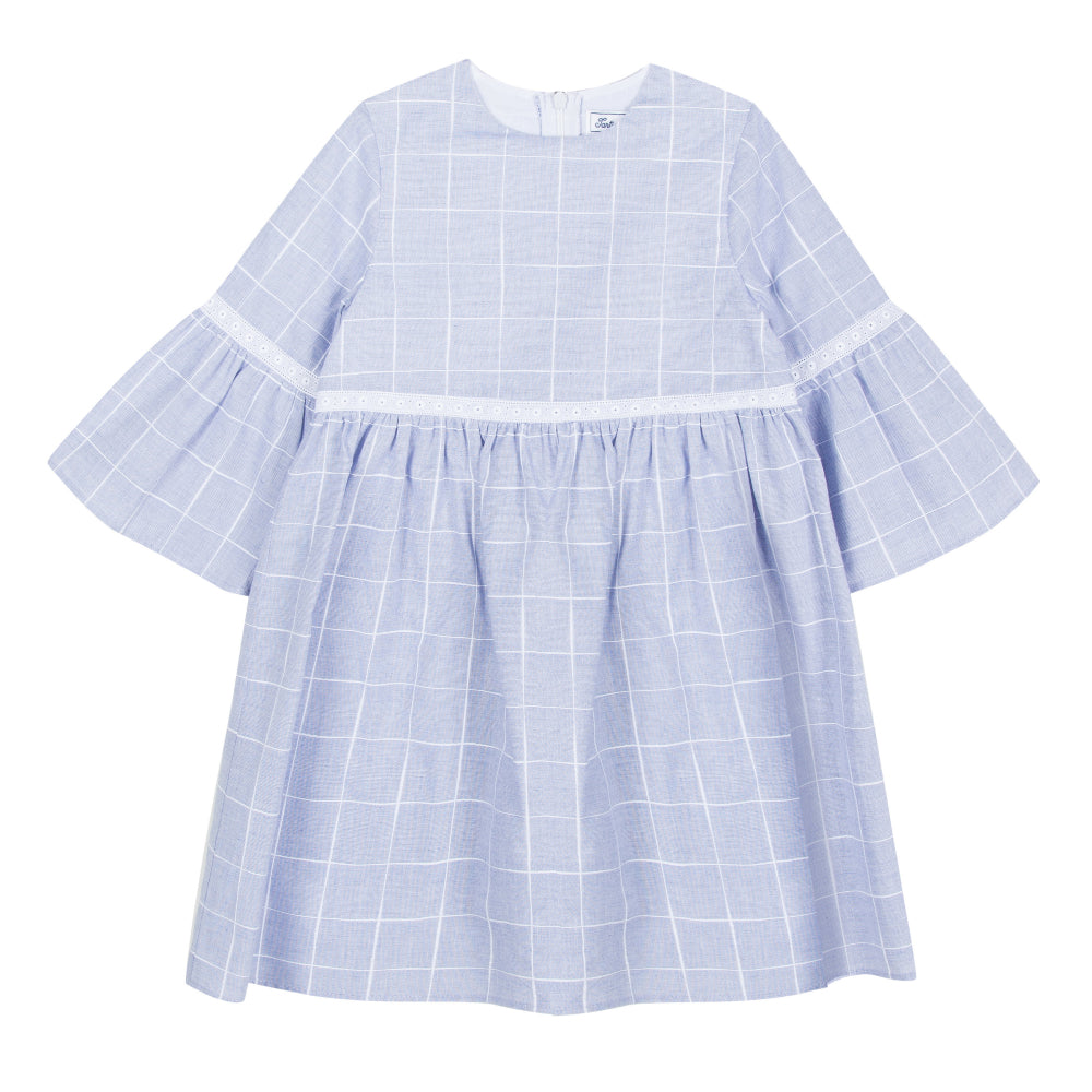 Girls Light Blue Check Dress