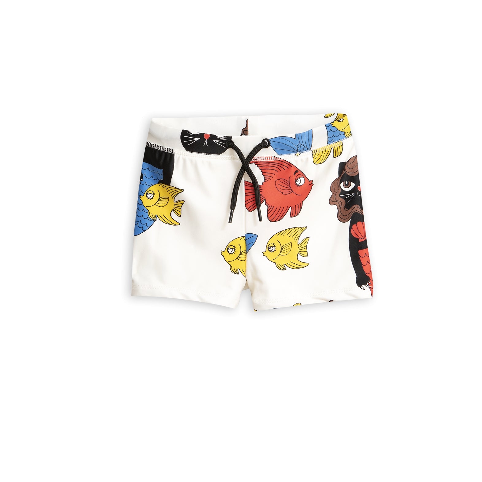 Girls Beige Cat & Fish Swim Shorts