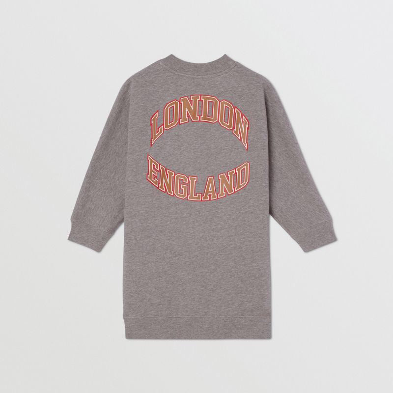Girls Grey Melange Cotton Jersy Dress
