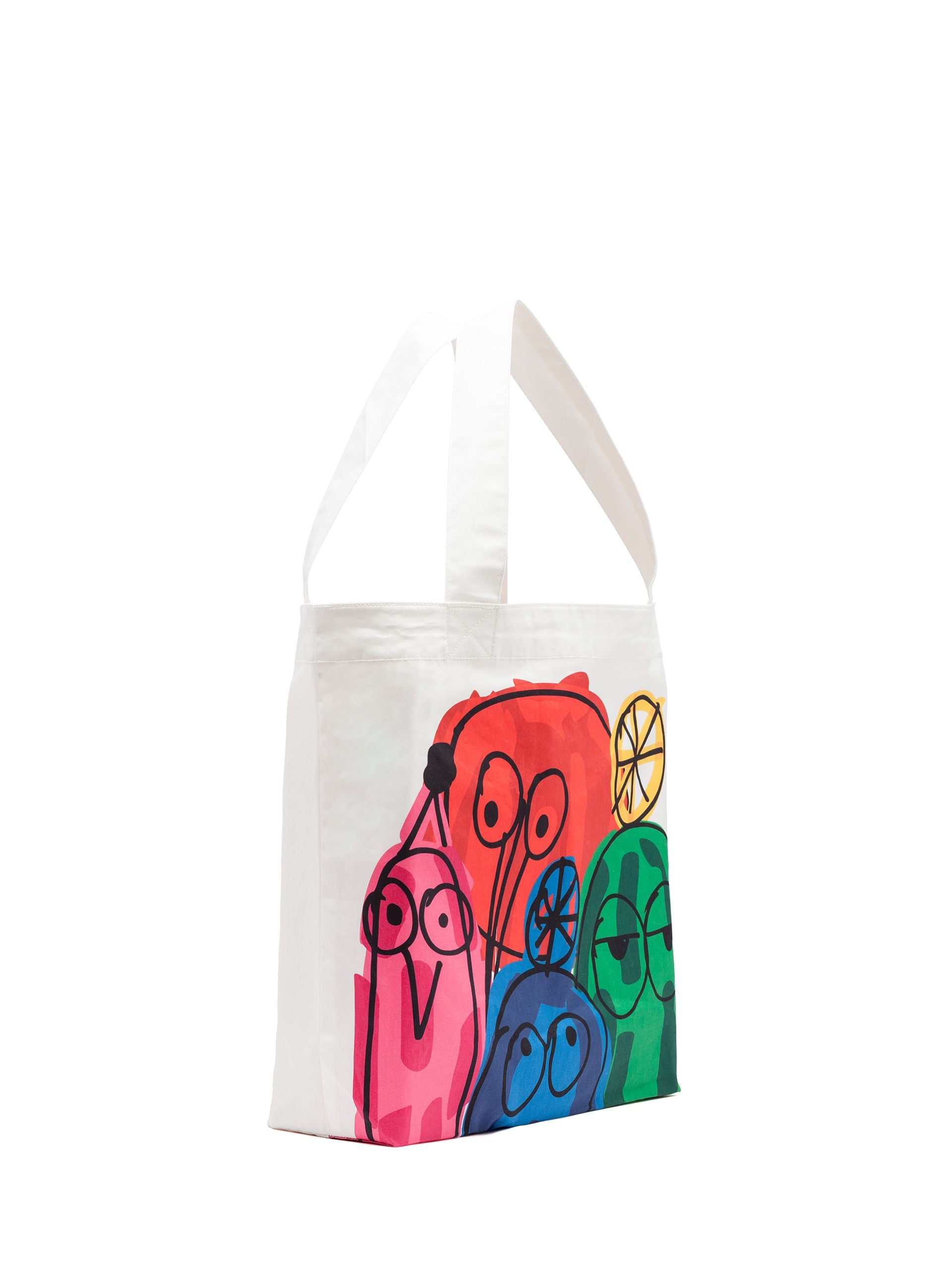 Girls White Printed Cotton Bag
