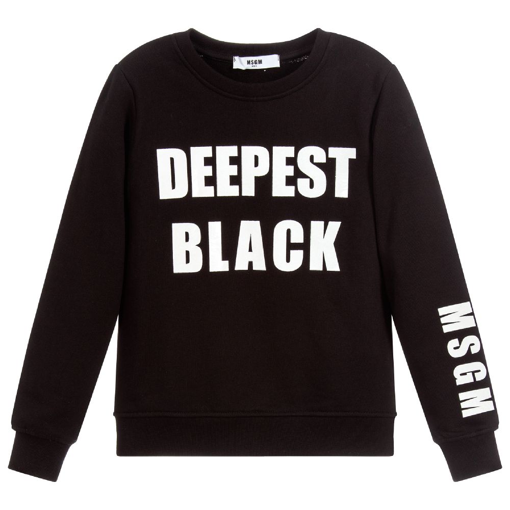 Girls Black Logo Cotton Sweatshirt