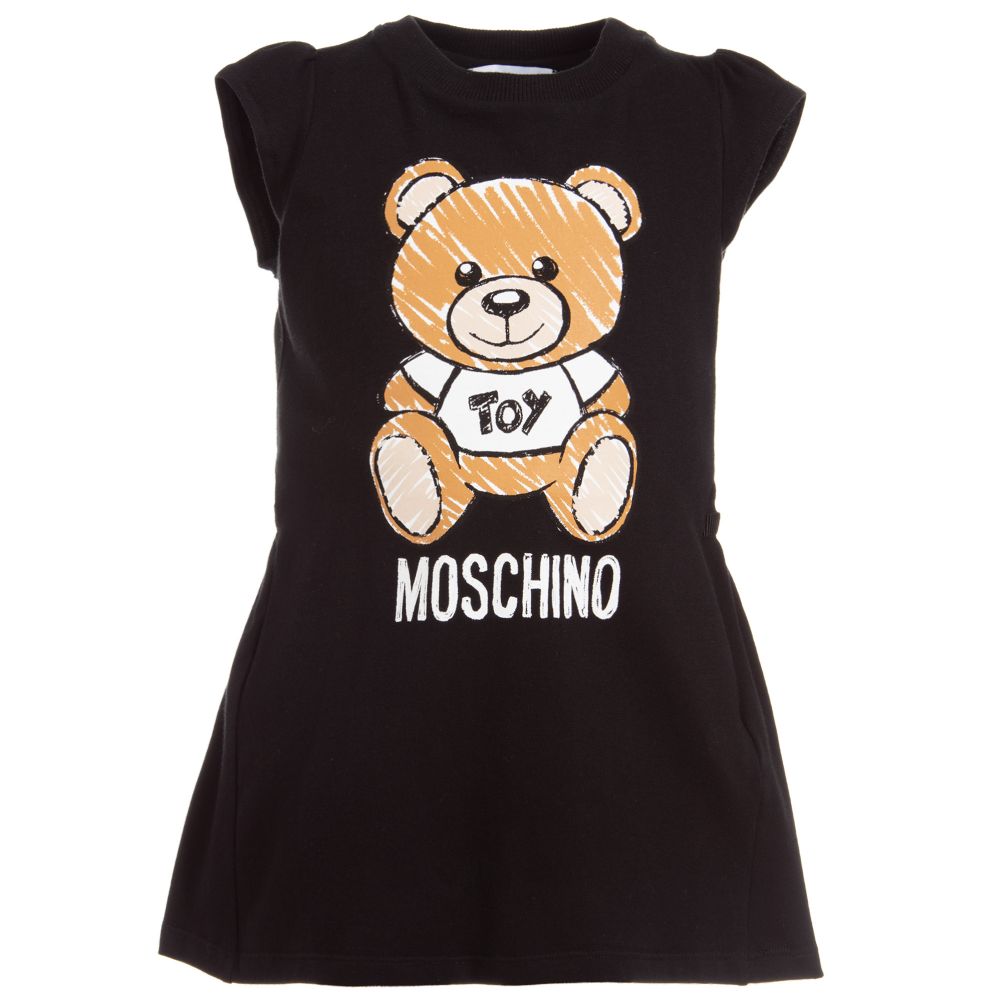 Girls Black Teddy Cotton Dress