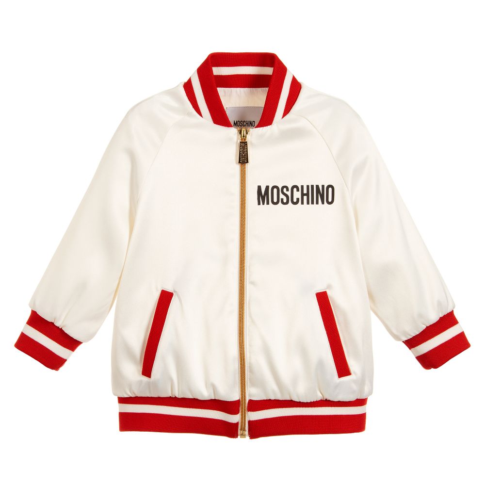 Girls Ivory Teddy Logo Jacket