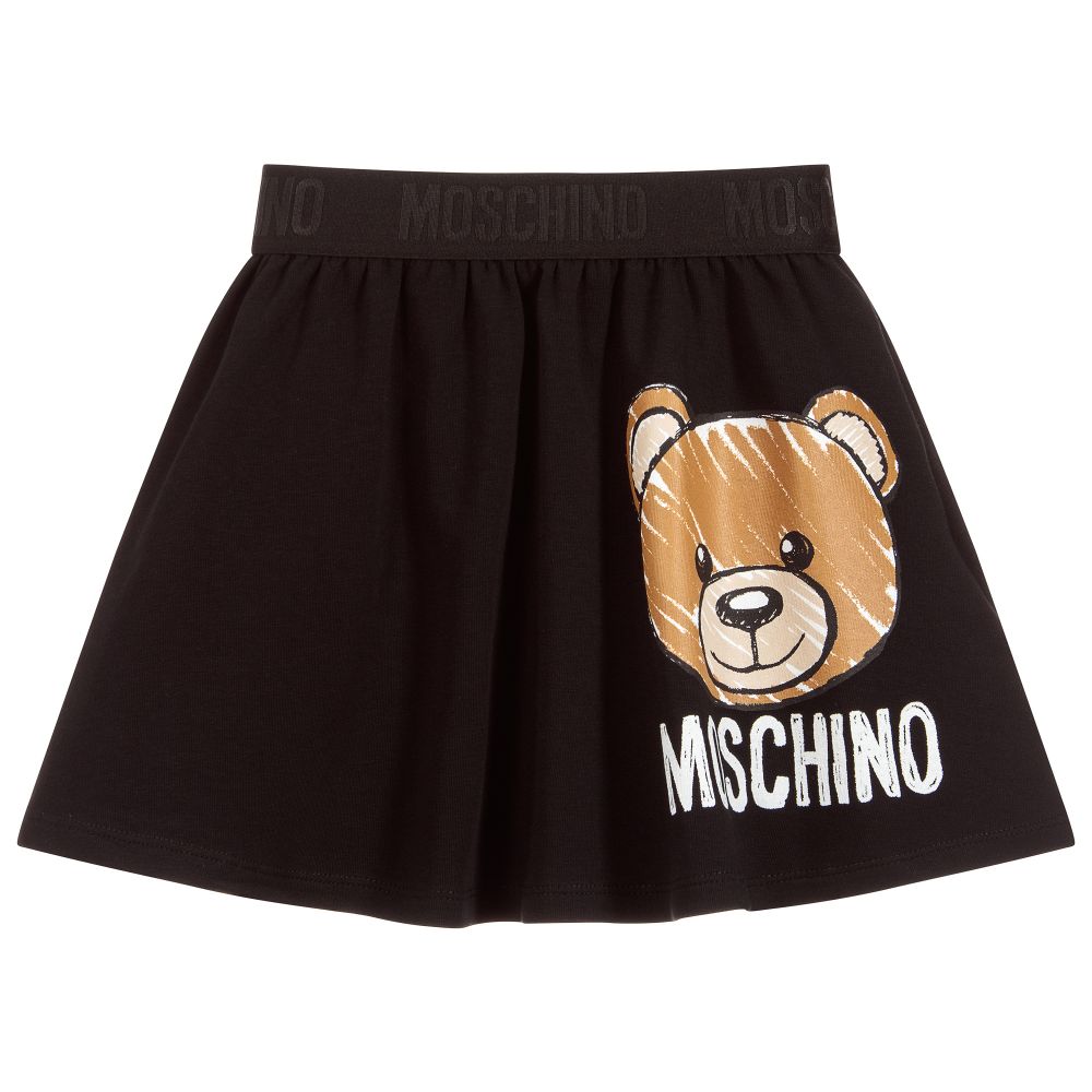 Girls Black Logo Cotton Skirt