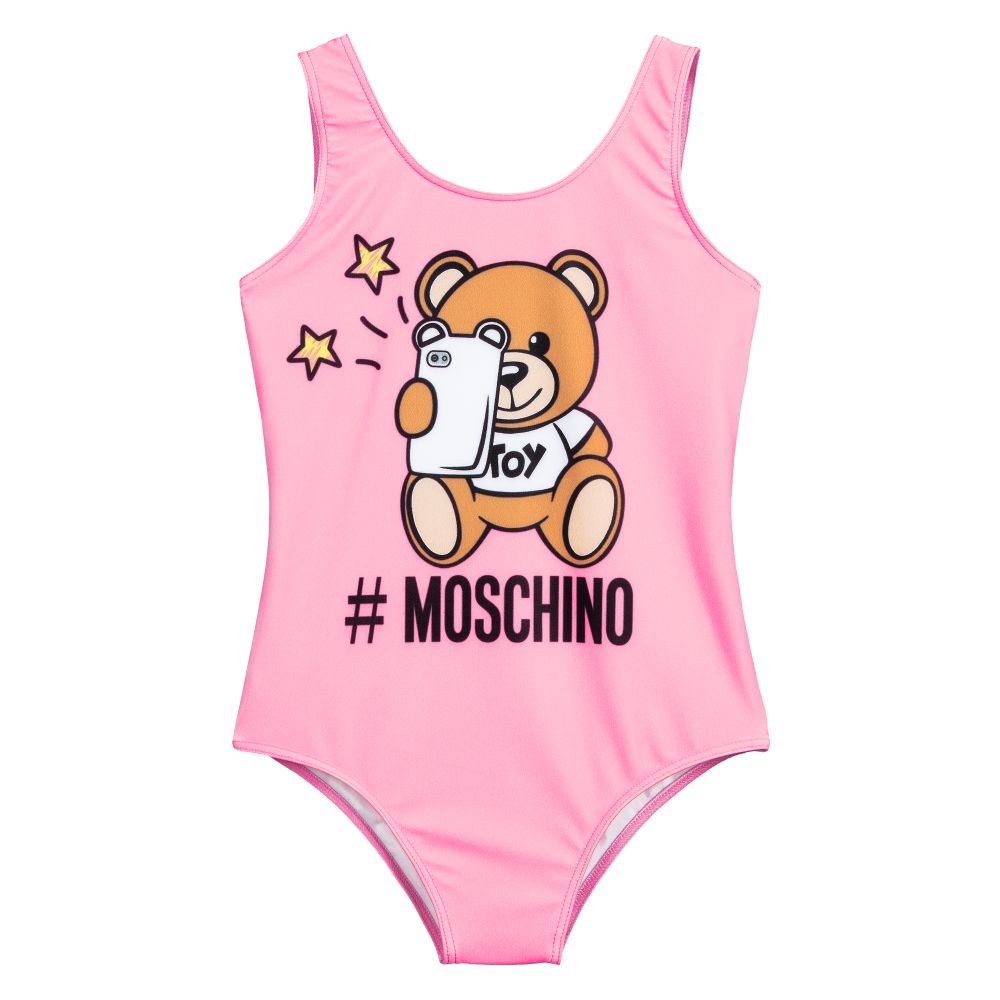 Girls Pink Teddy Swimsuit