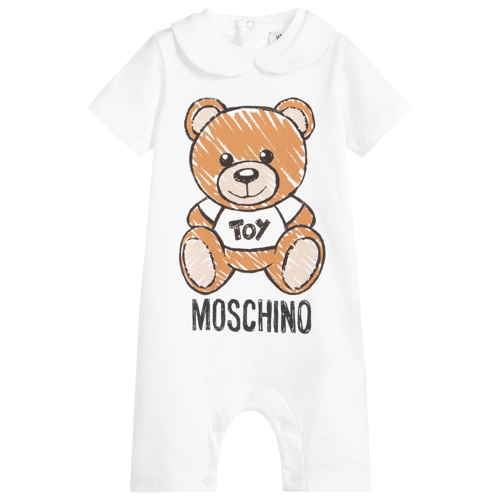 Baby Girls Ivory Teddy Cotton Rompers