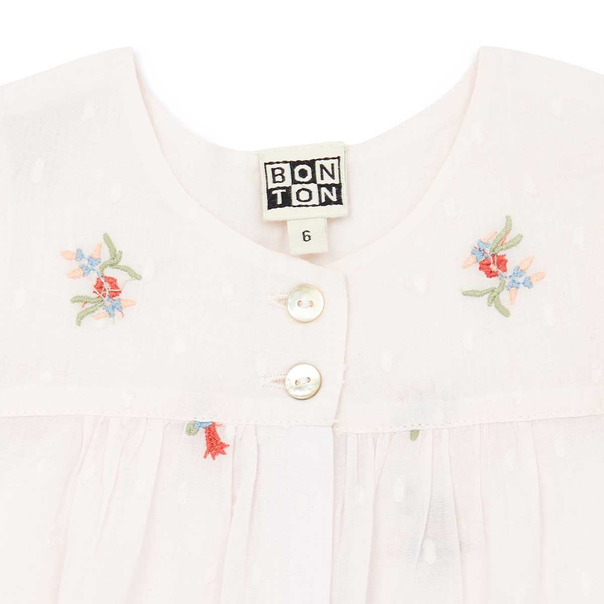 Baby Girls Pink Embroidered Cotton Top