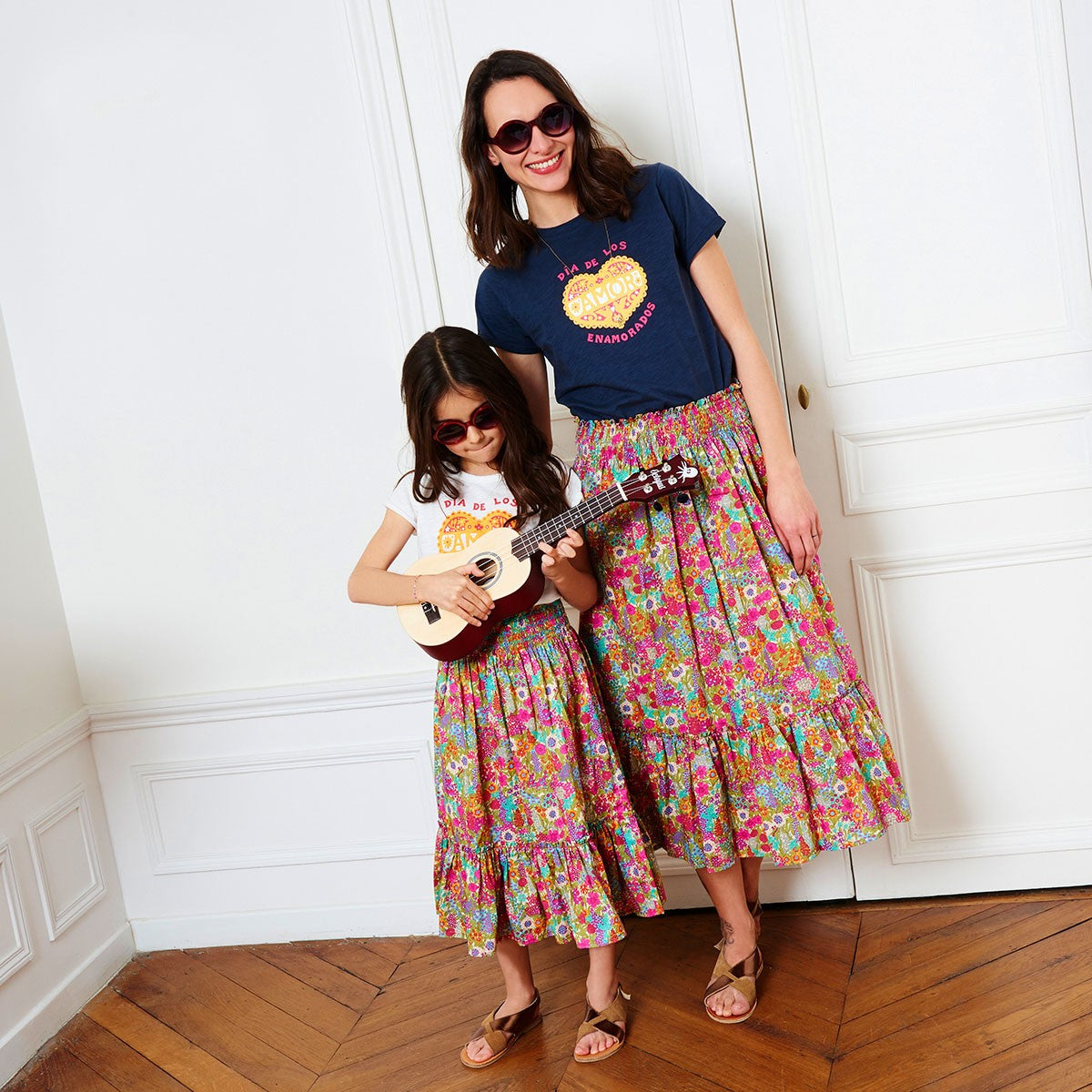 Girls Fuschia Printing Cotton Skirt