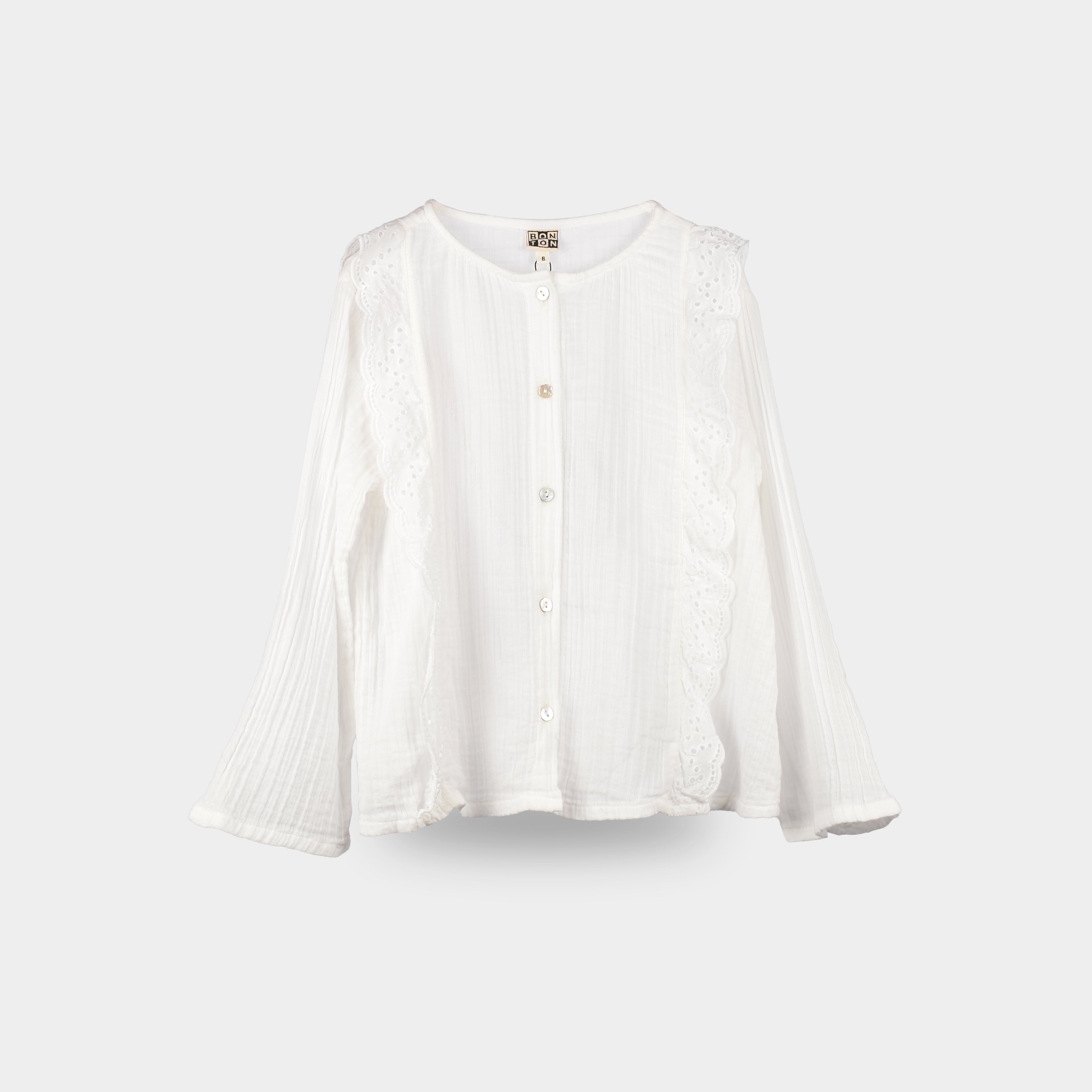 Girls White Cotton Shirt
