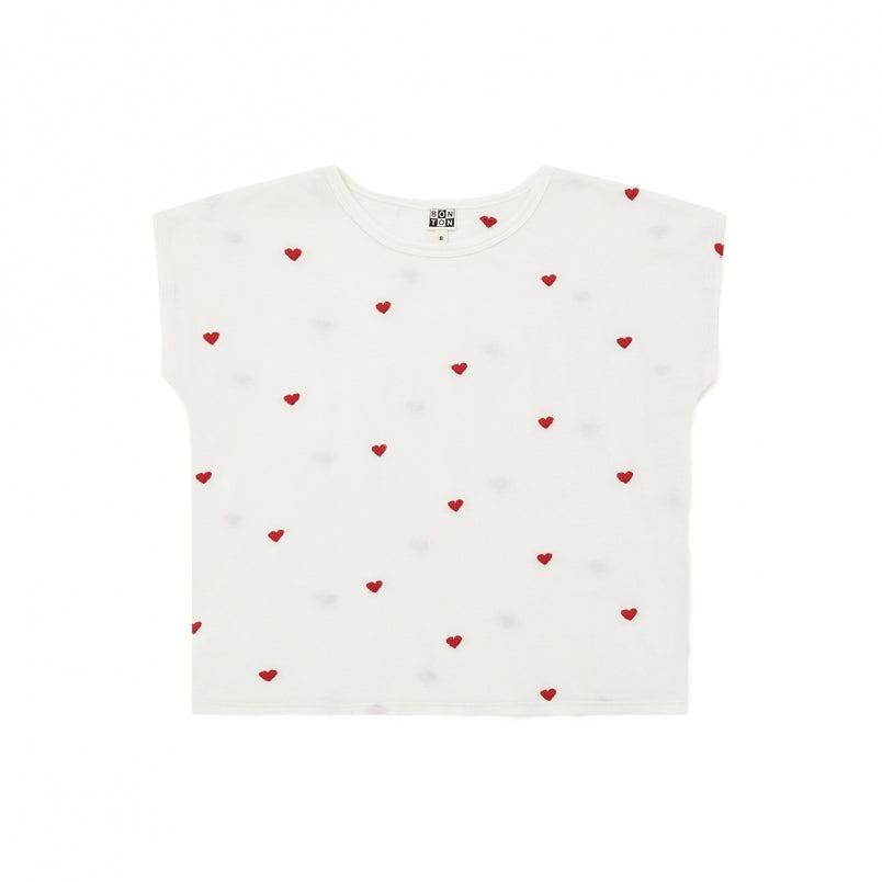 Girls White Heart T-shirt