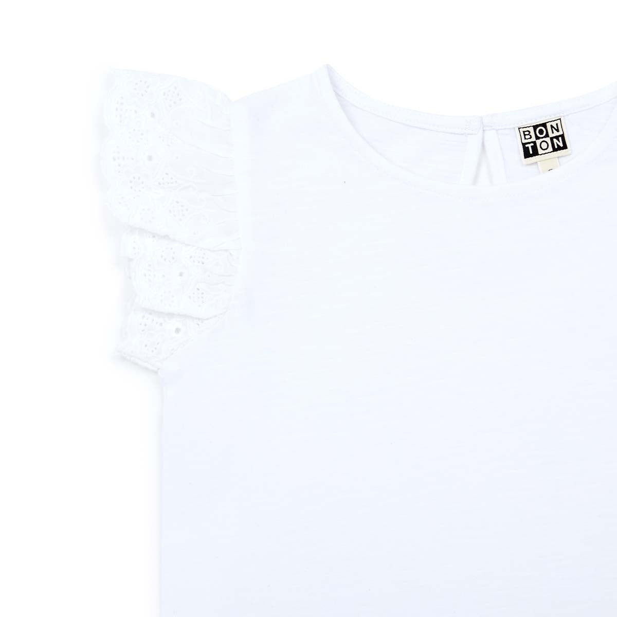 Girls White Cotton T-shirt