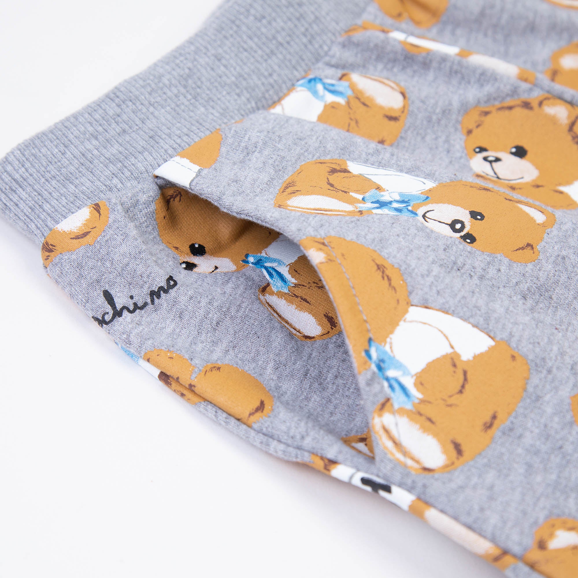 Baby Boys & Girls Grey Printed Cotton Trousers