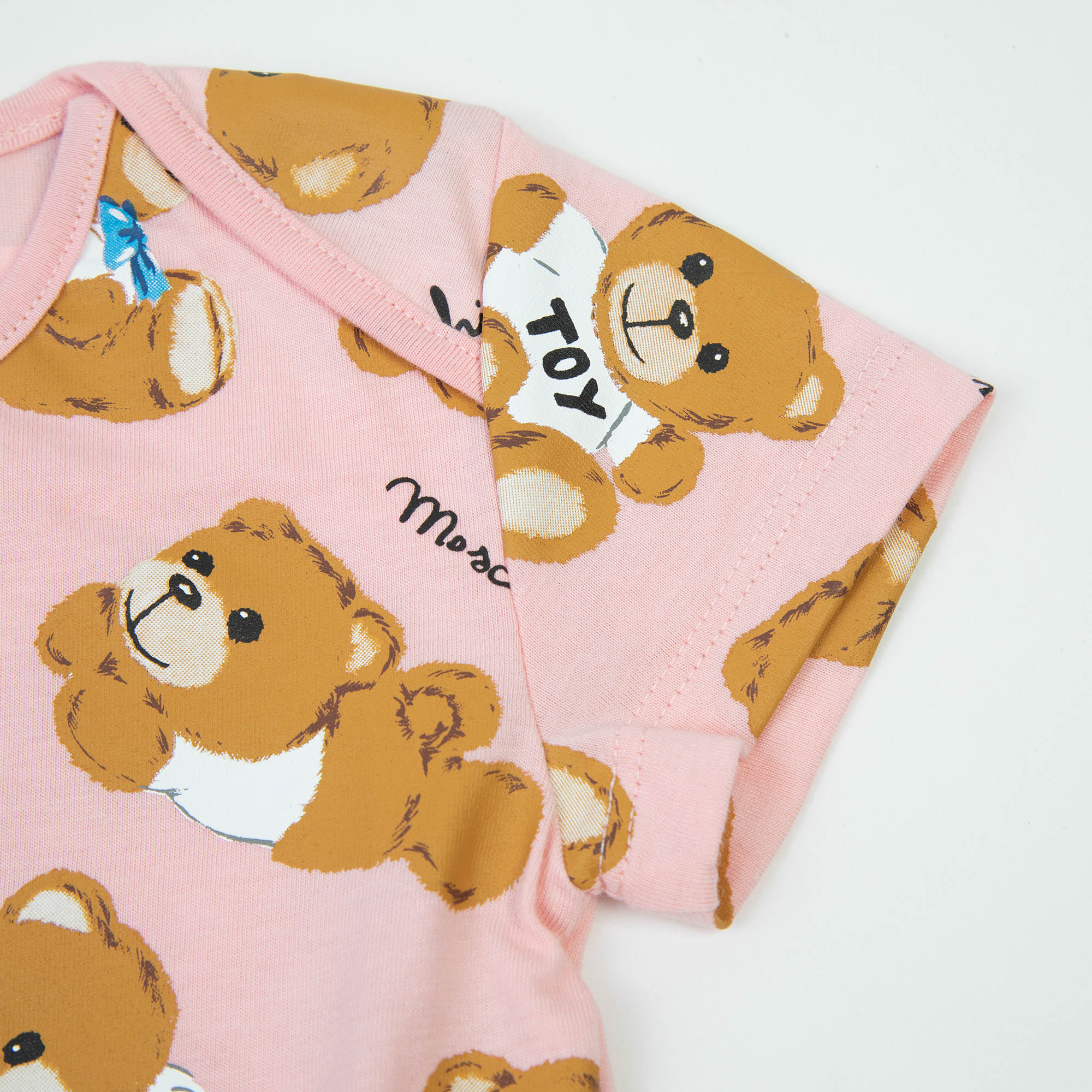 Baby Girls Pink Printed Cotton Babysuit