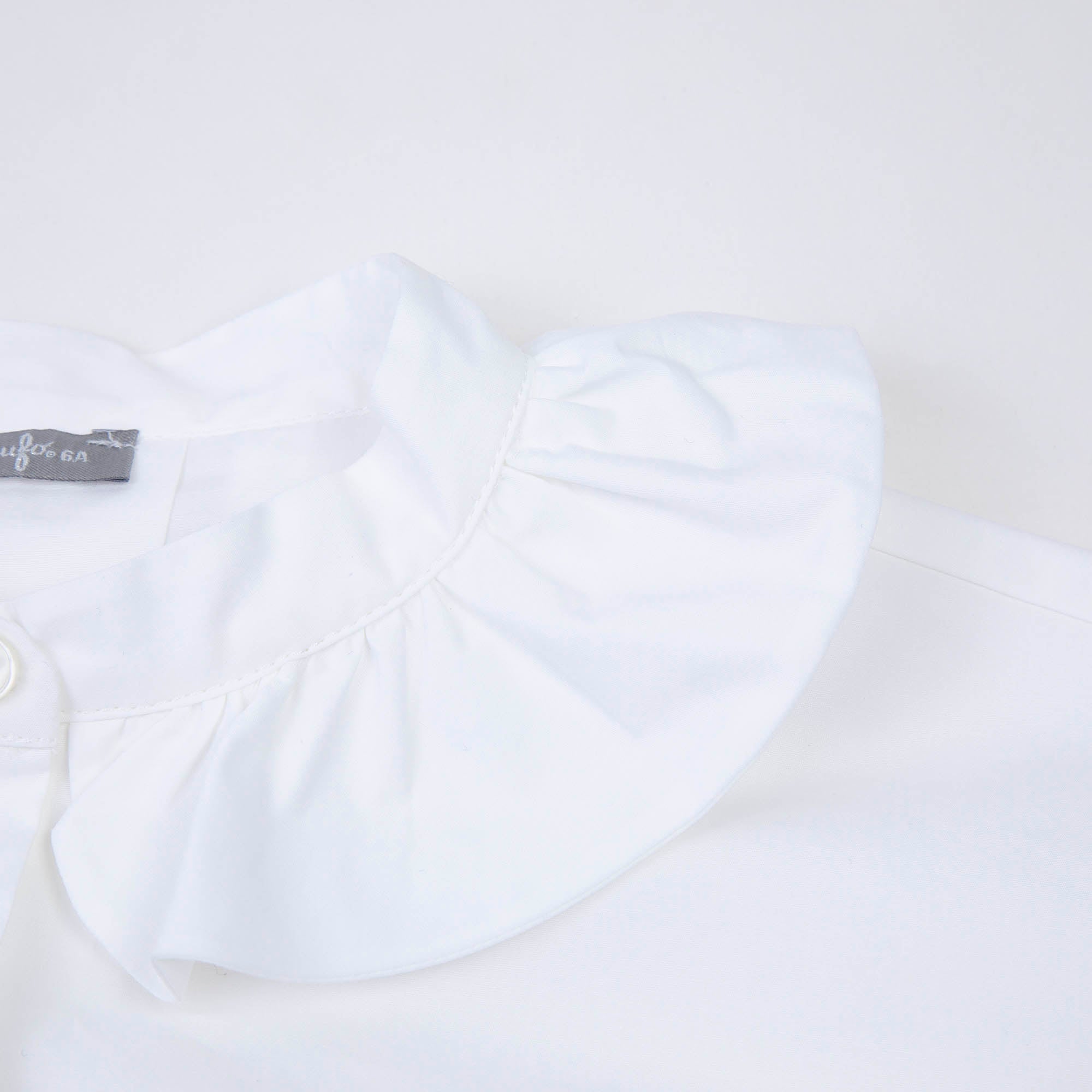 Girls White Ruffle Cotton Shirt