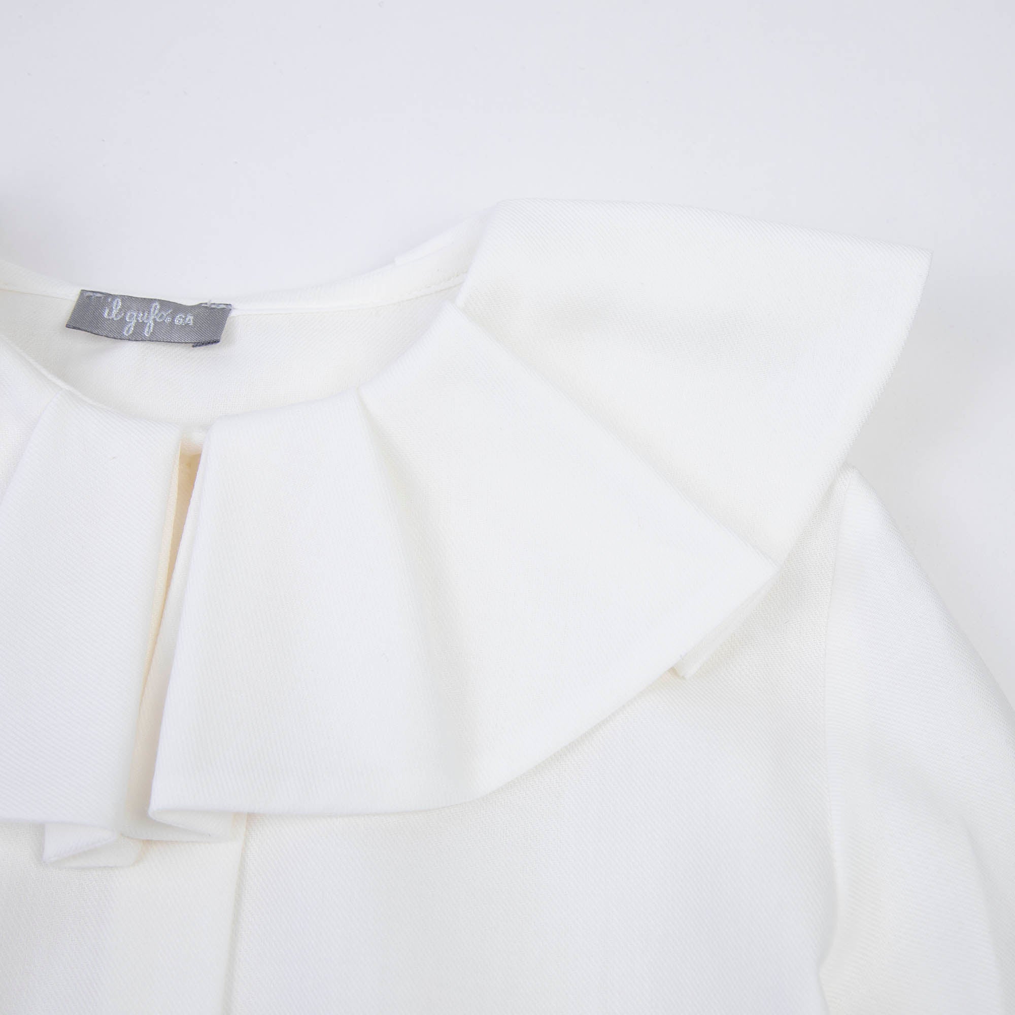 Girls White Ruffle Cotton Shirt