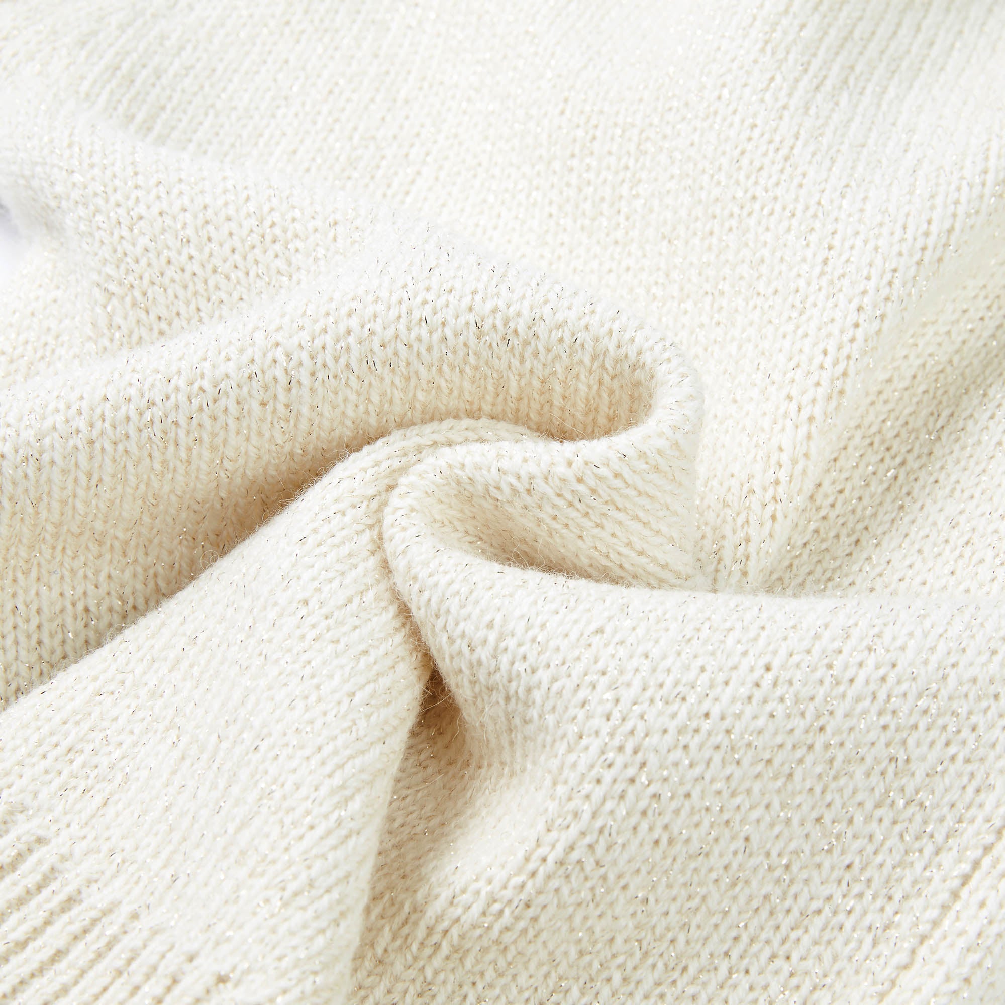 Girls White Frill Wool Sweater