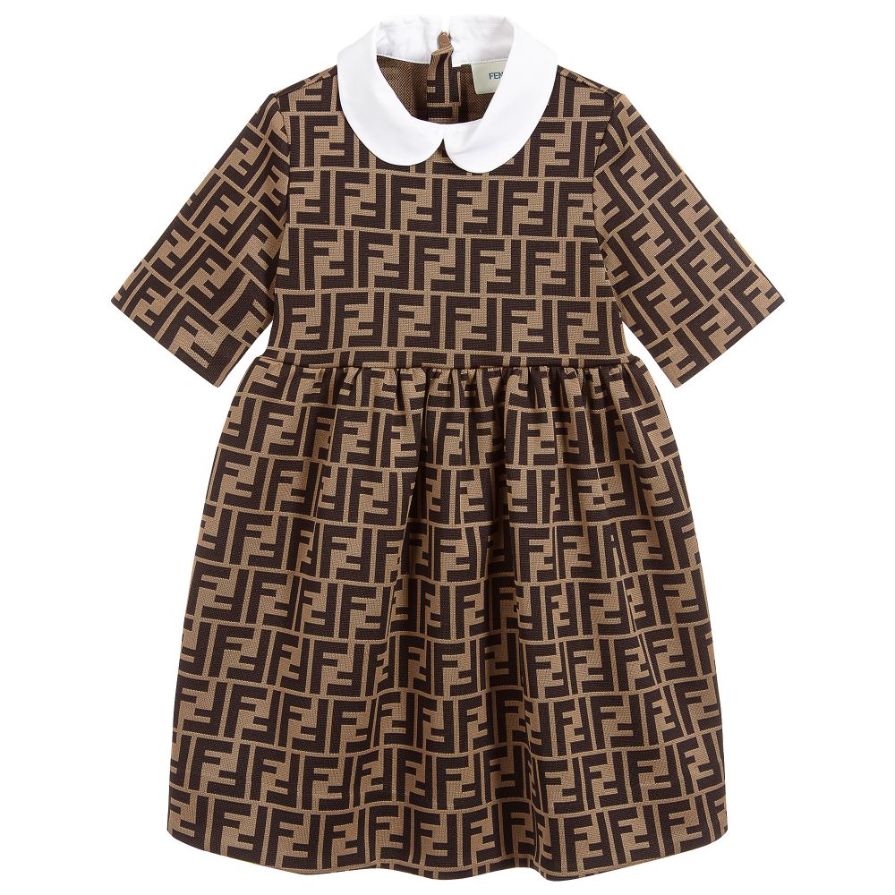 Girls Brown "FF" Logo Dress