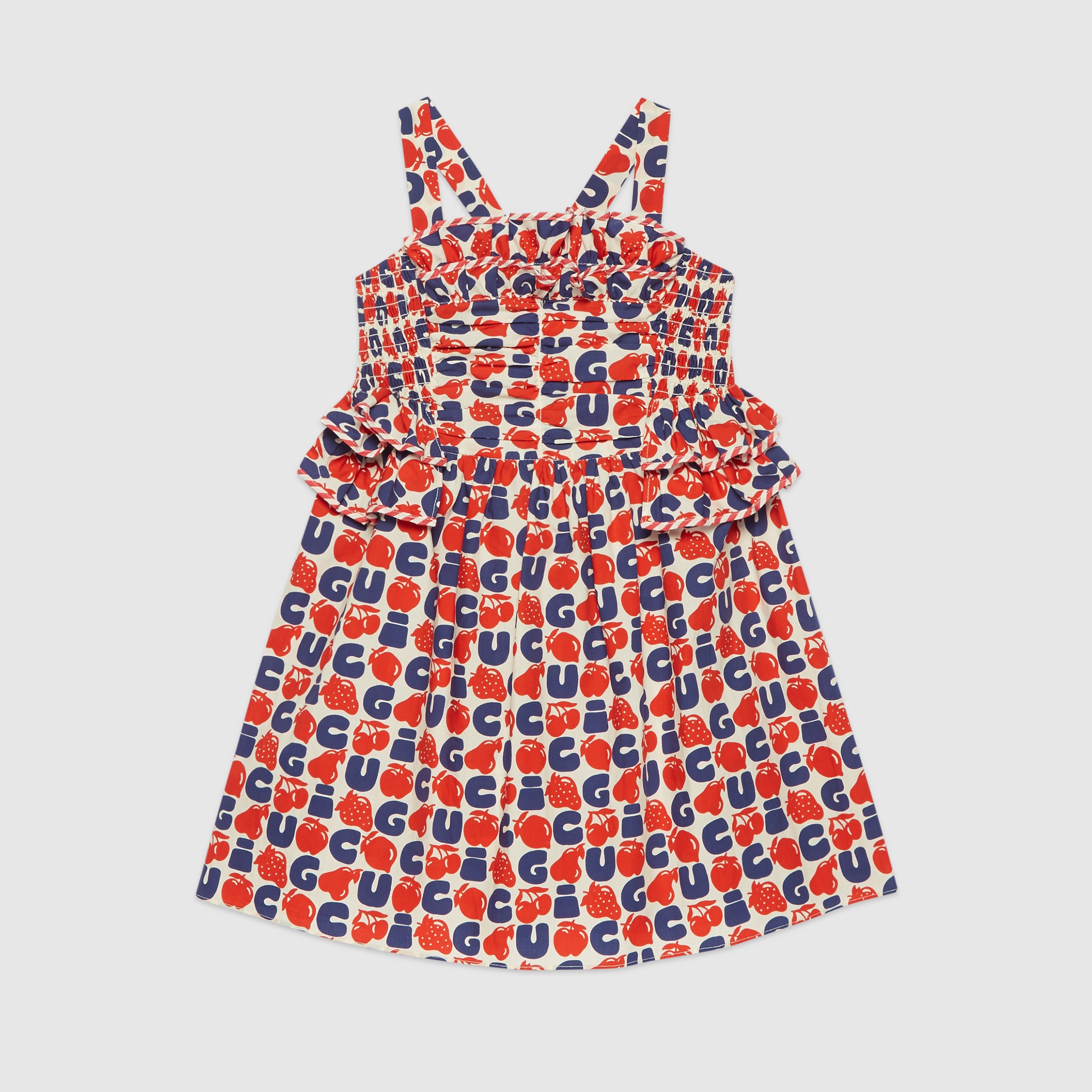 Girls Red & Blue Logo Cotton Dress