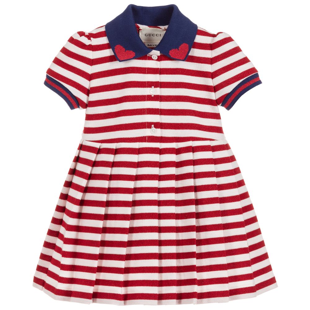 Baby Girls Red & White Cotton Dress