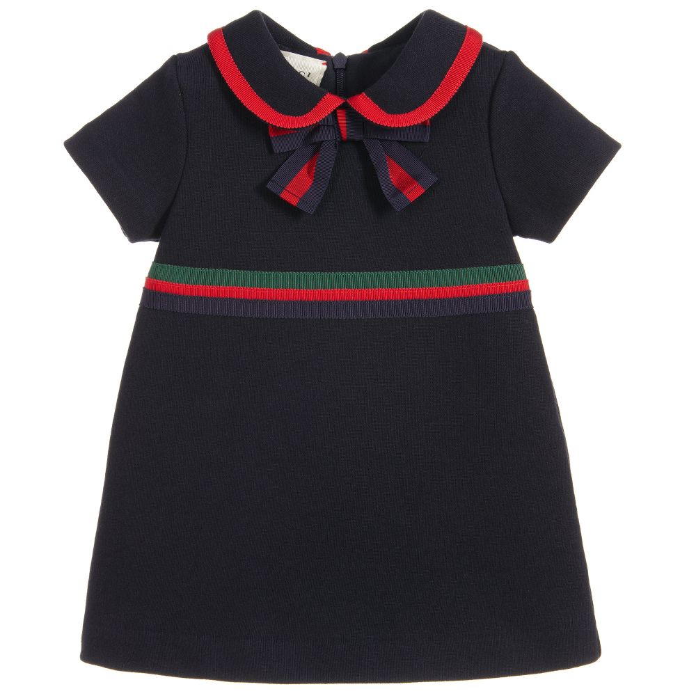 Girls Dark Blue Cotton Dress