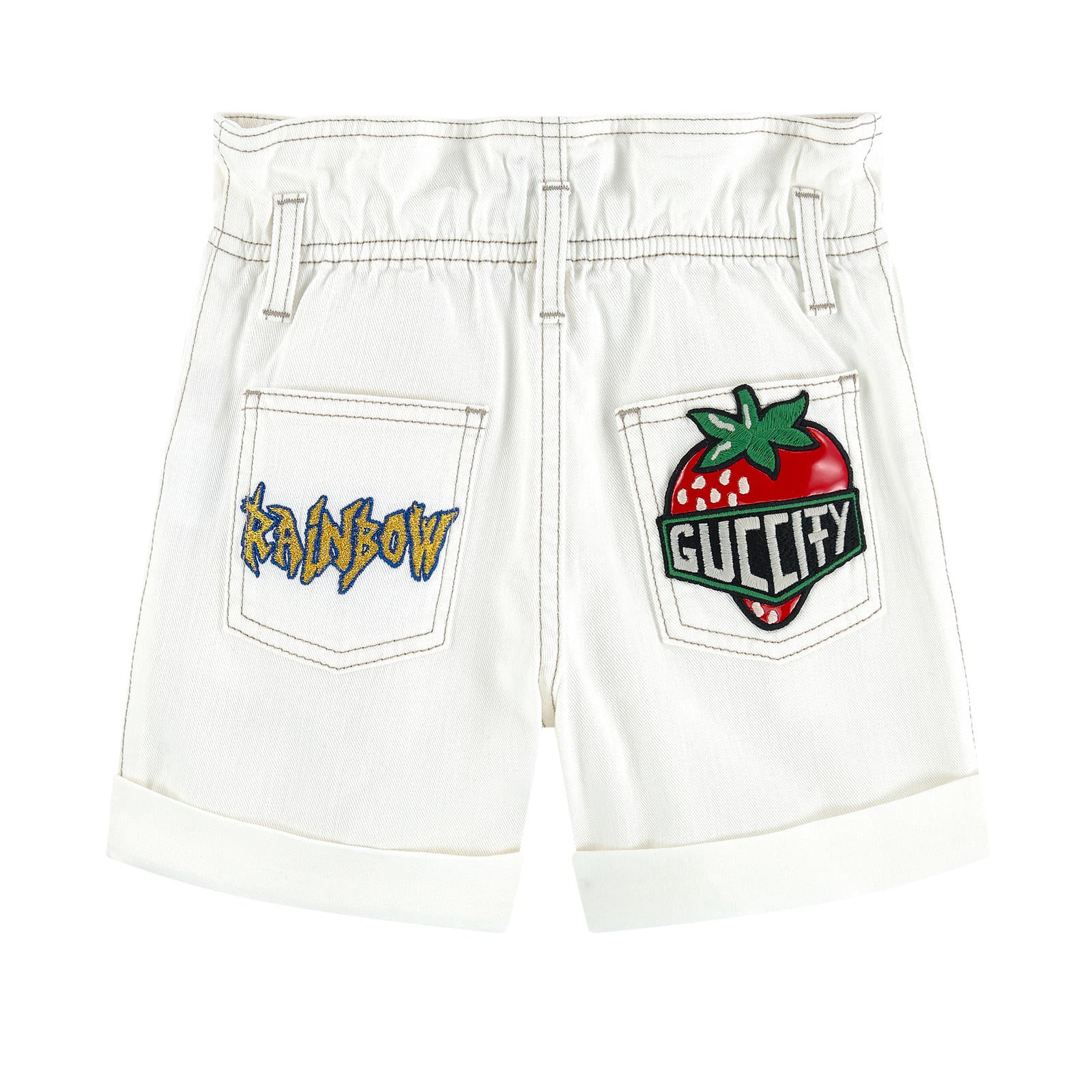 Girls White Cotton Shorts