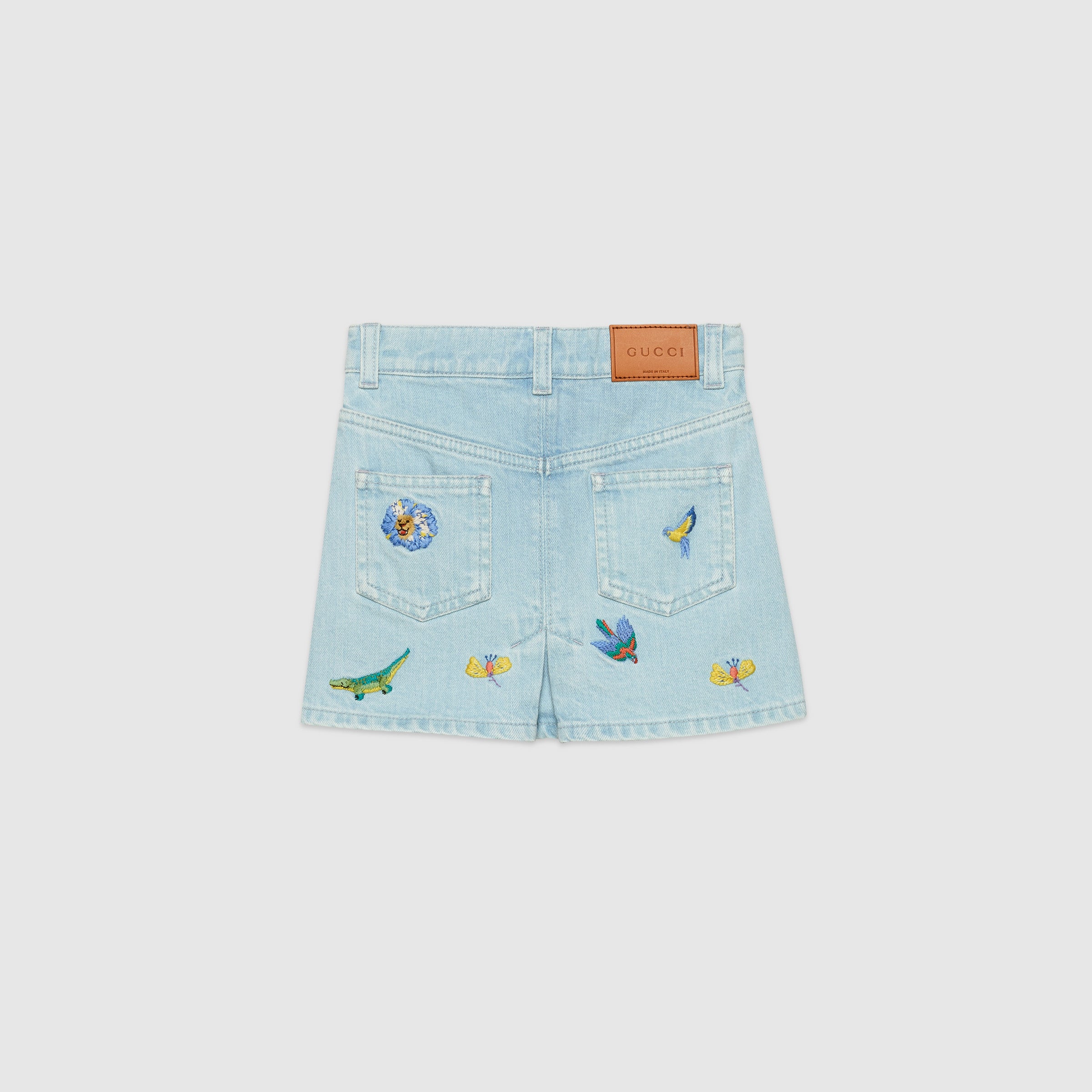Girls Light Blue Cowboy Embroidered Skirt