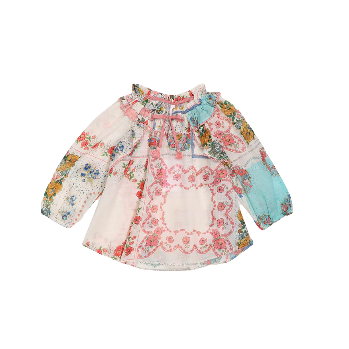 Girls Pink Flowers Cotton Top