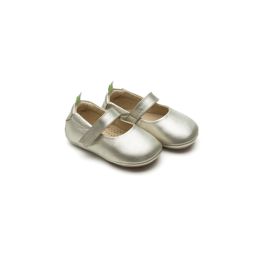 Baby Girls White Gold Leather Shoes