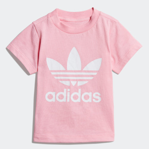 Girls Pink White Trefoil Cotton T-shirt