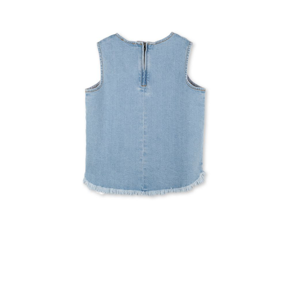 Girs Light Blue Floral Embroidered Violetta Blouse - CÉMAROSE | Children's Fashion Store - 3