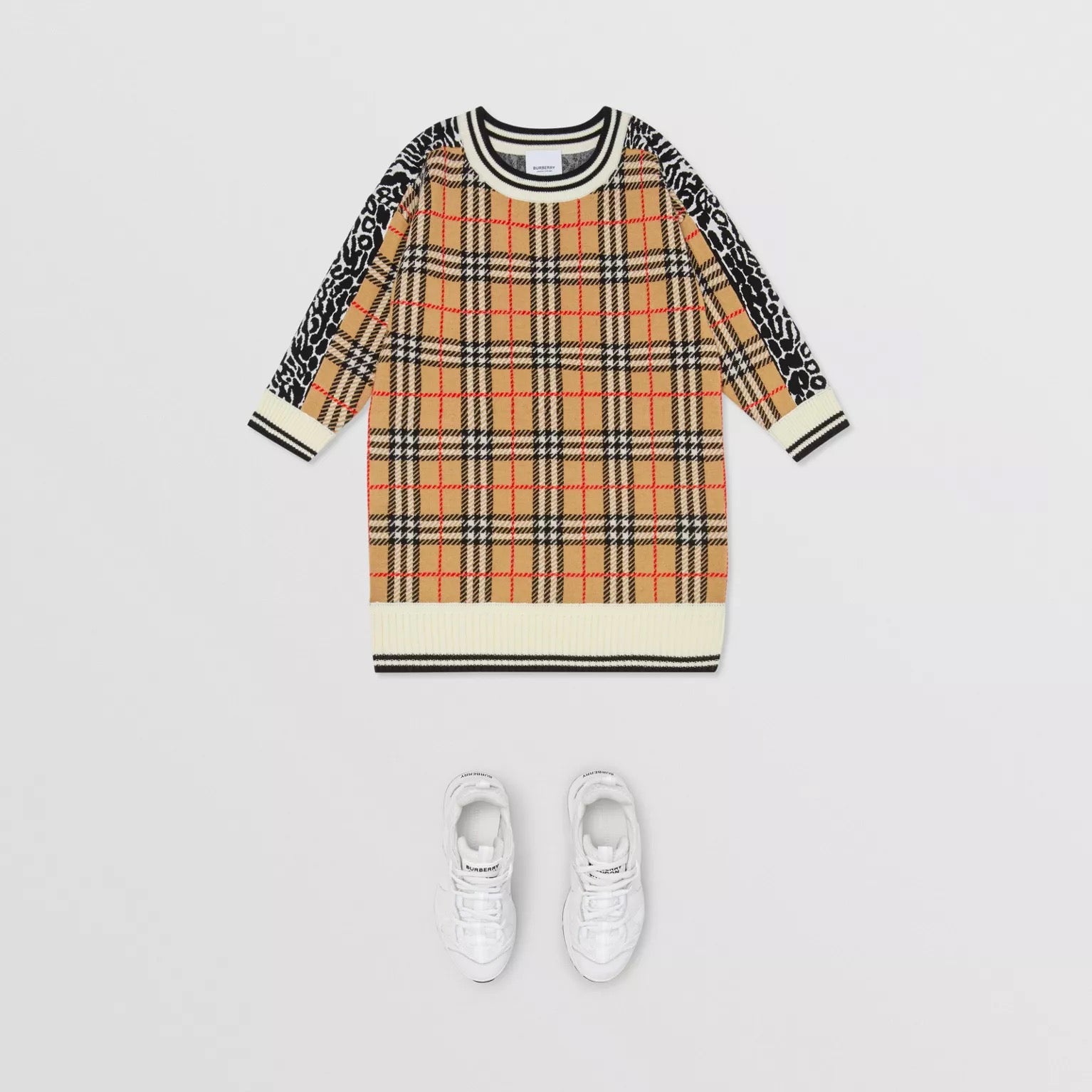 Girls Leopard Print Merino Wool Dress