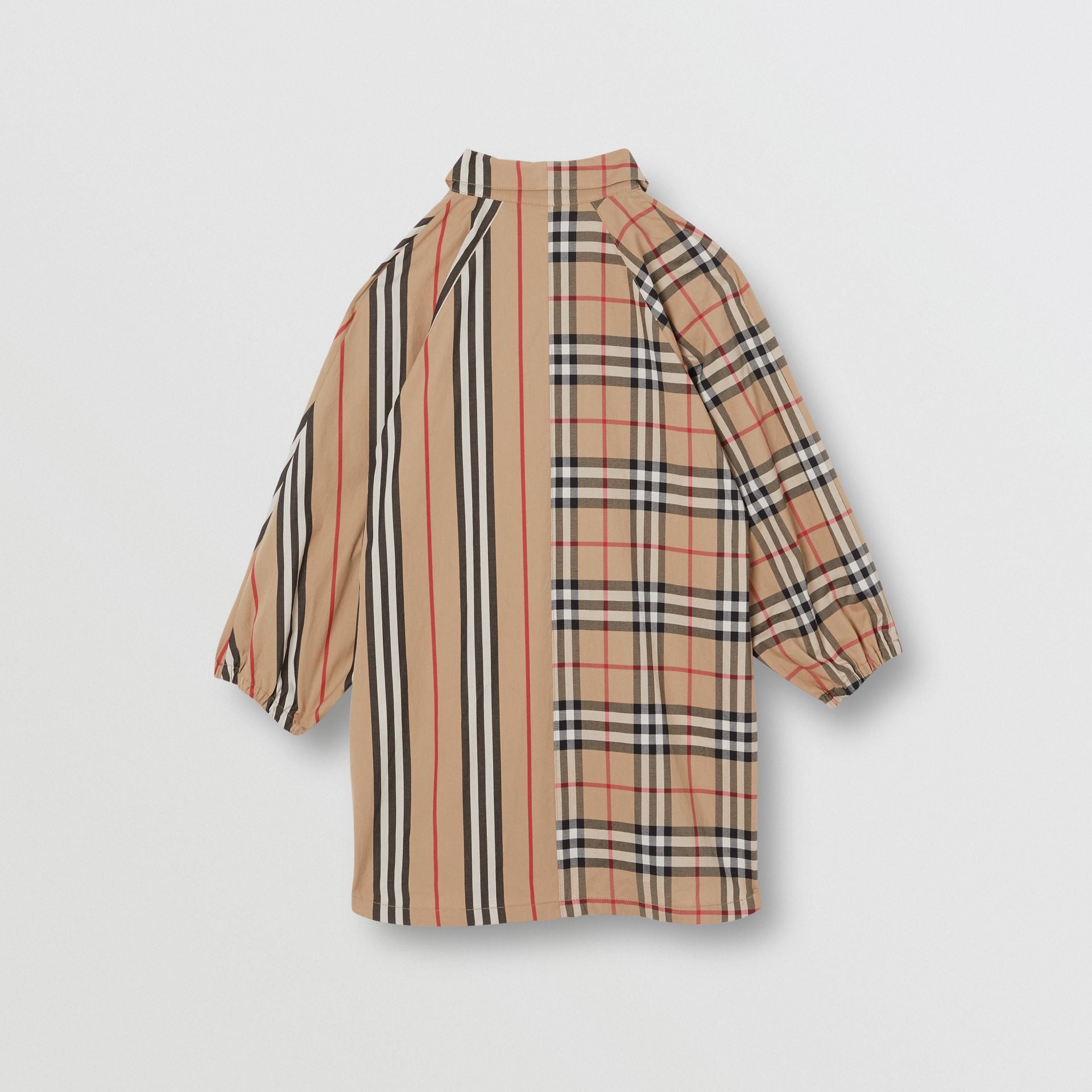 Girls Beige Check Cotton Dress