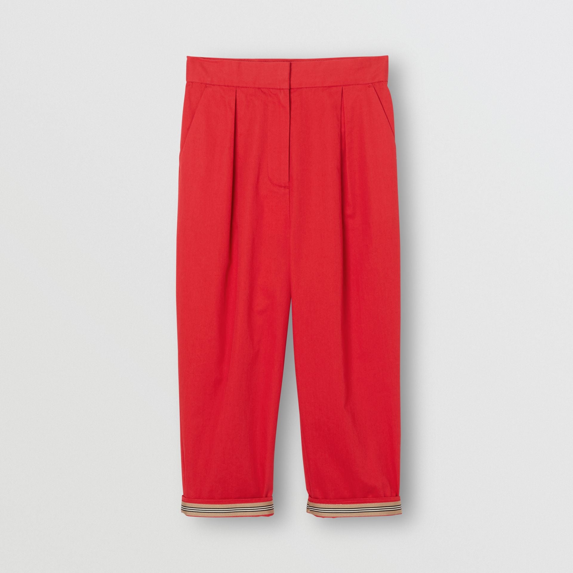 Girls Bright Red Cotton Trousers