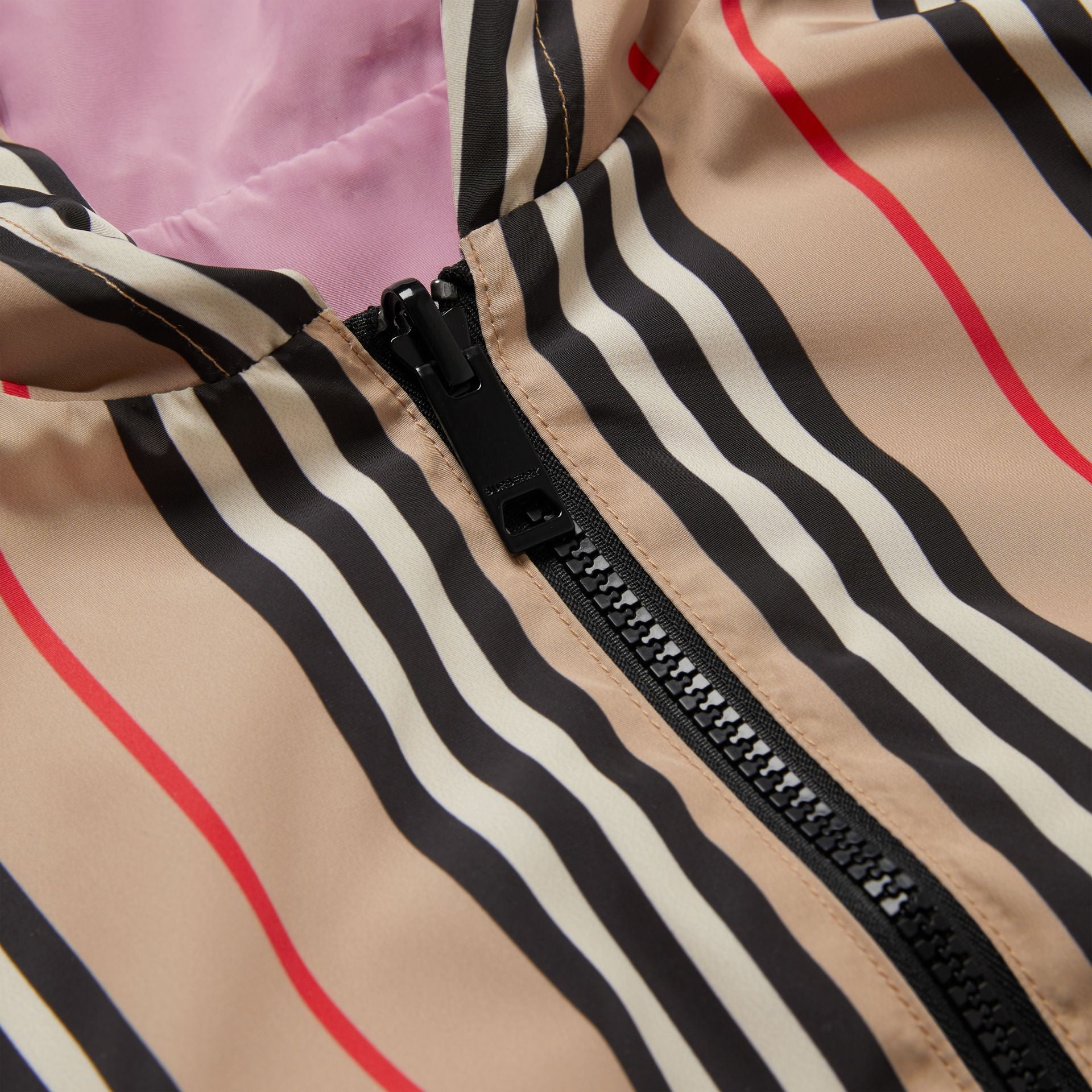 Girls Pink & Beige Stripes Bilateral Jacket